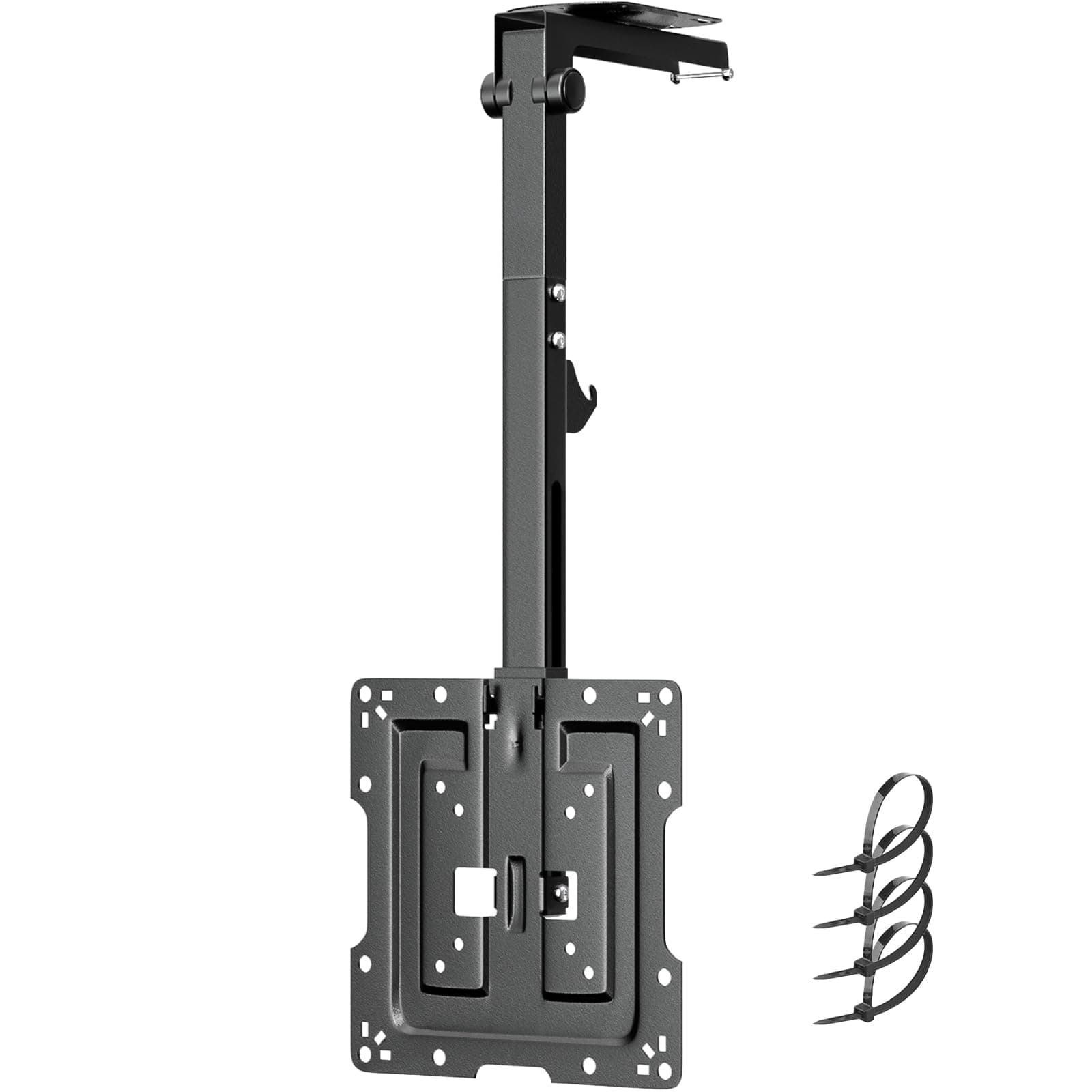 Flip Down Ceiling TV-Mount for 19-50-inch - Manual Folding Height Adjustable Drop Down TV Mount for Flat and Pitched Roof, Swivel, Max Load 44 lbs, Max VESA 200x200 mm, Black