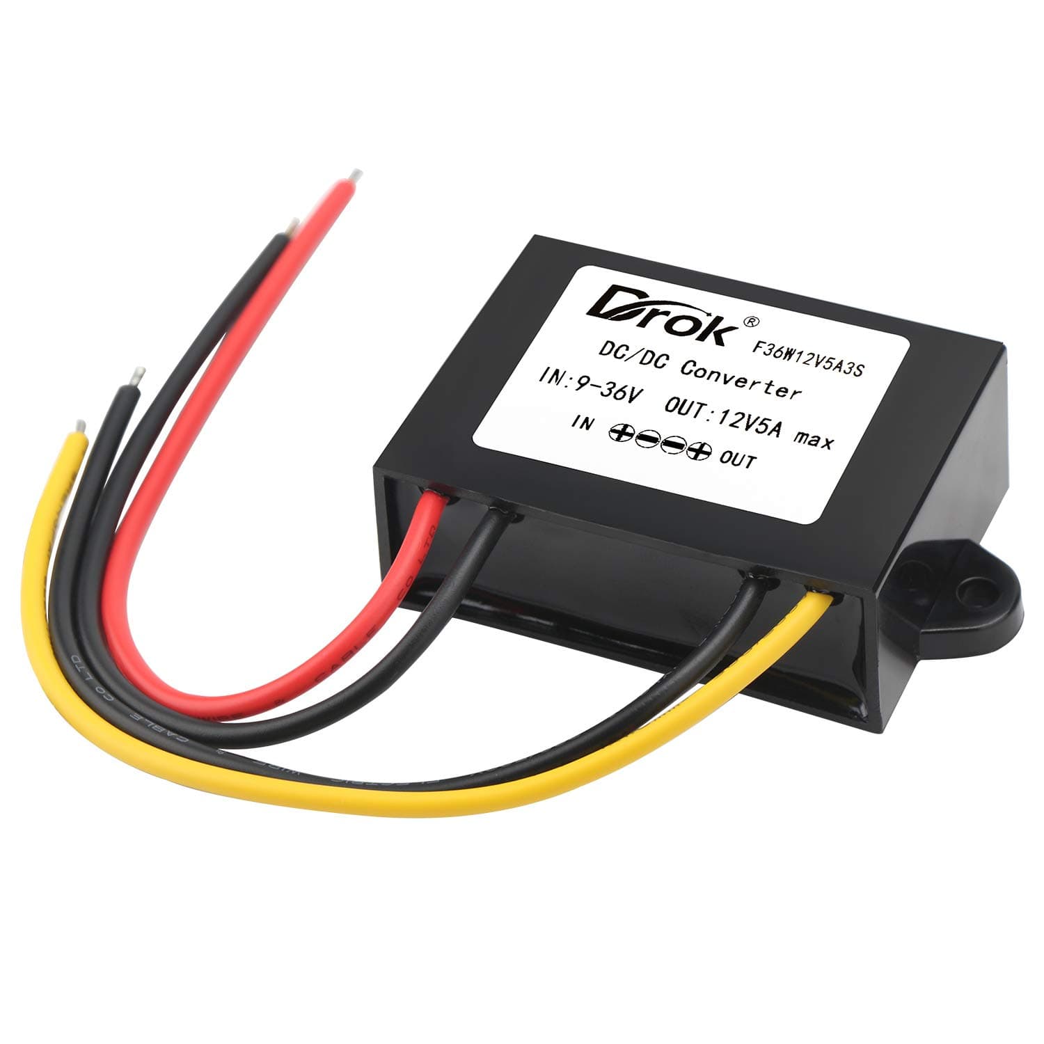 DC-DC Stabilizer, 9V-36V to 12V Boost Buck Converter 5A 60W Waterproof Auto Step Up Down Voltage Regulator 12V Volt Transformer for Car Audio Solar Power System LCD Television LED Display Screen