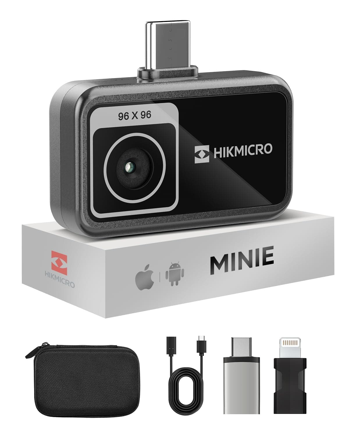 MiniE Thermal Camera Android/iOS, Thermal Imaging Camera with SuperIR Image Enhancement, 25Hz, No Battery, for Phone/Tablet, USB-C/Lightning Port (Adapter Included, support iPhone 15/16)