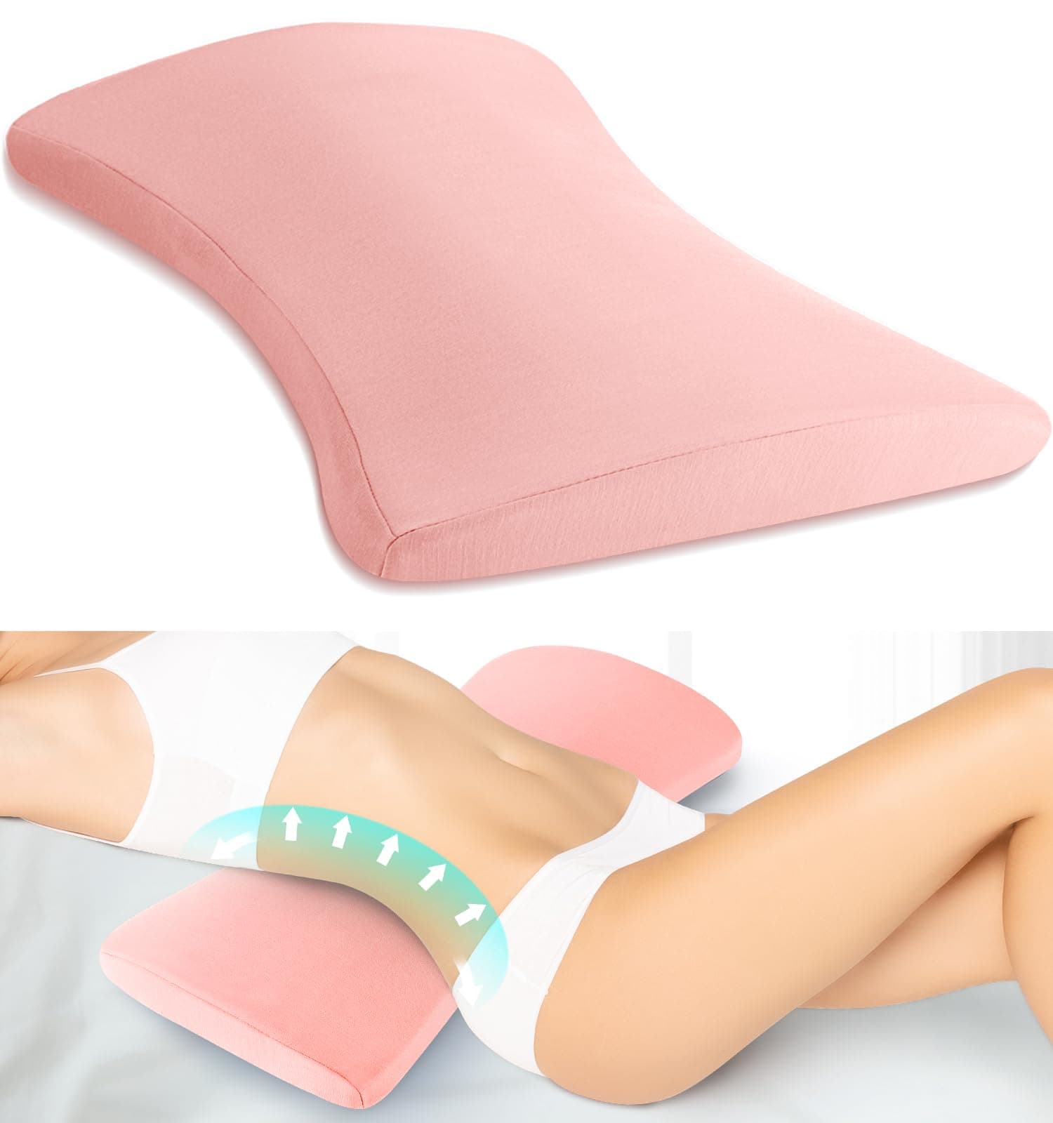 Lumbar Support Pillow for Bed Relief Back Pain: Lower Back Pillow for Sleeping - Memory Foam Waist Pillow - Back Wedge Bolster Pillow for Side, Back&Stomach Sleepers - Bed Rest Pillow for Car, Sofa