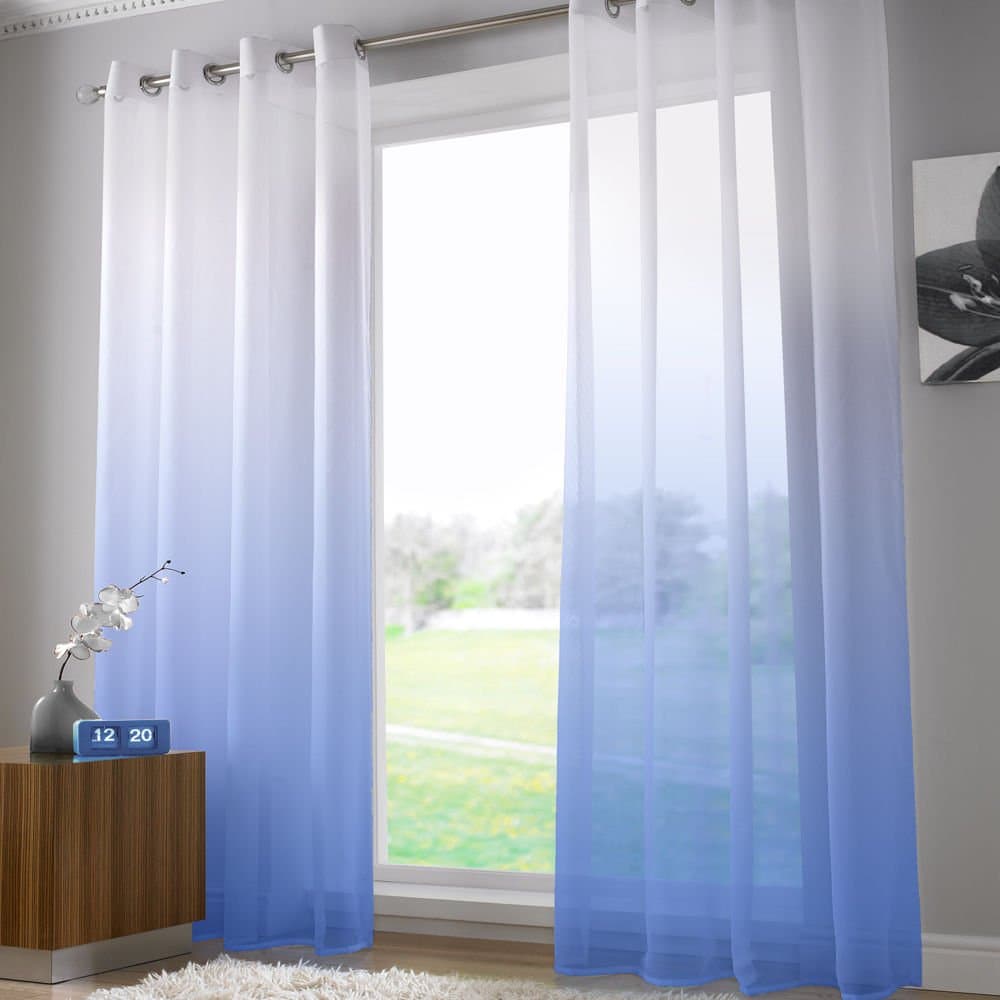 Alan Symonds Bright Modern Window Sheer Net Voile Curtain Panel with Eyelet Grommet Top 58" Wide x 90" Drop Sky Blue
