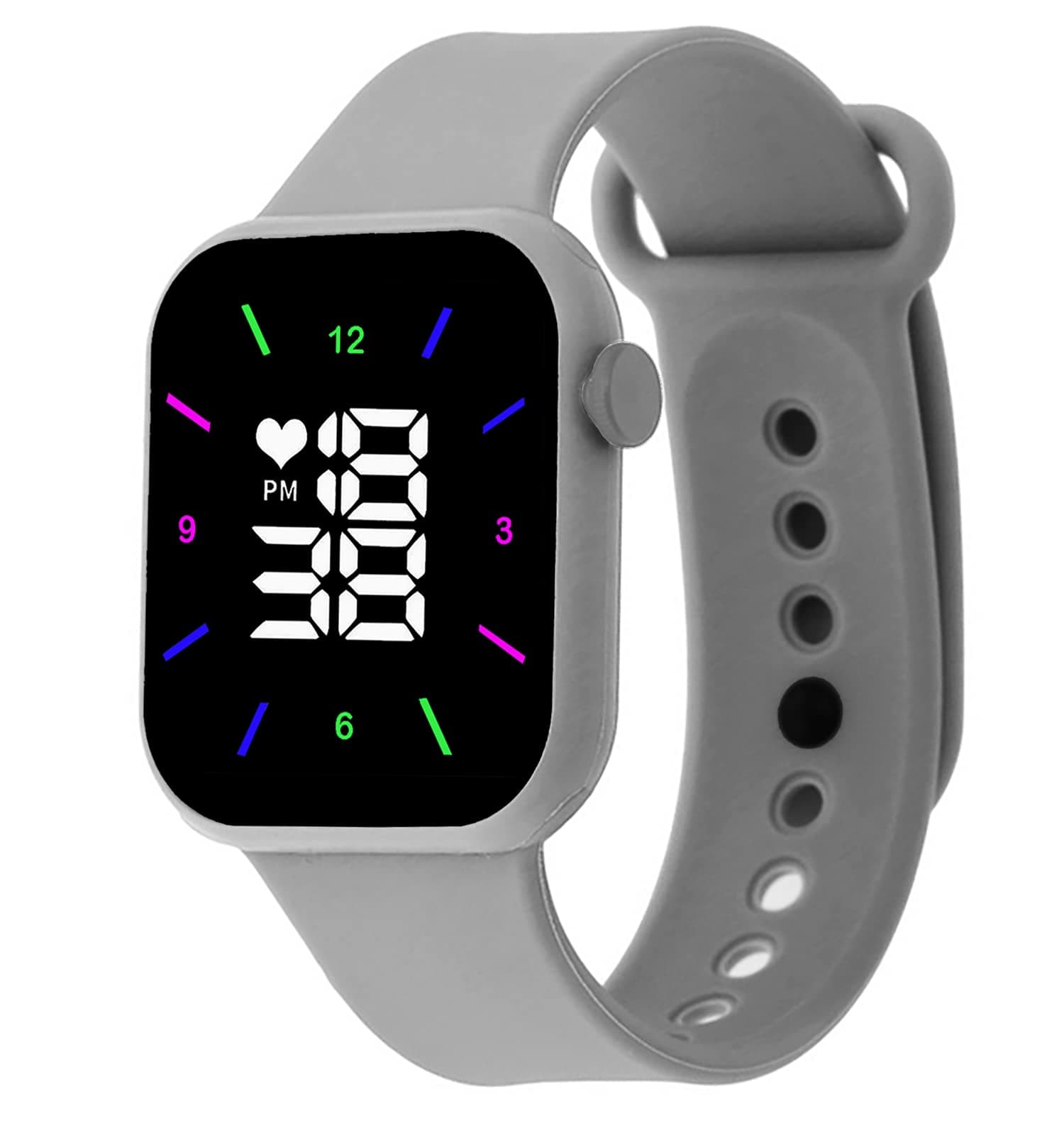 Time Up LED Digital Dial Disco Light Display Waterproof Smart Design Kids Watch for Boys & Girls (Age 5-15 Years)-GRT-X (Grey)