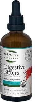 St. Francis Herb Farm Digestive Bitters (3.4floz) USDA Certified Organic, GMO-Free, Gluten Free, Vegan, Vegetarian (1 Bottle) Natural Digestive Regularity Support