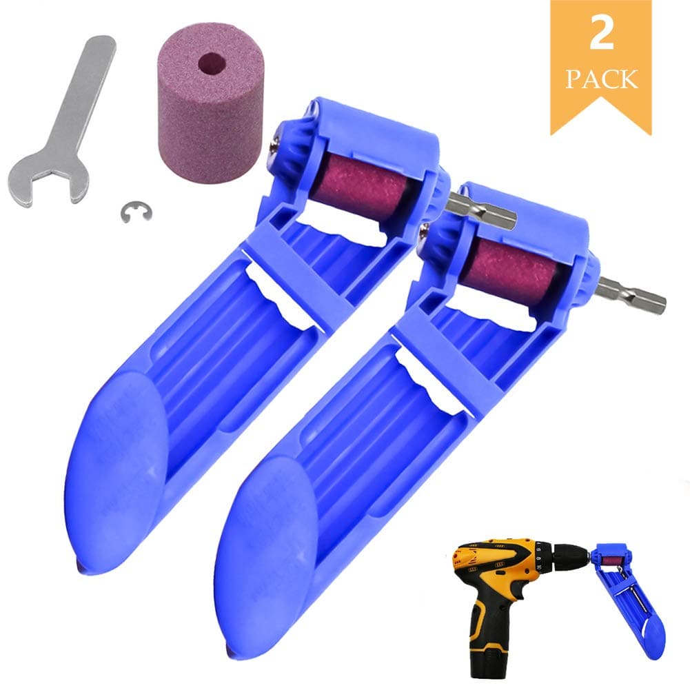 Portable Drill Bit Sharpener, Drill Bit Sharpening Tool, Portable Drill Bit Grinder, Iron-Based Bit for Grinding, 2-12.5mm Drill Bit Sharpener, with Wrench and Grinding Wheel (2 Pack)