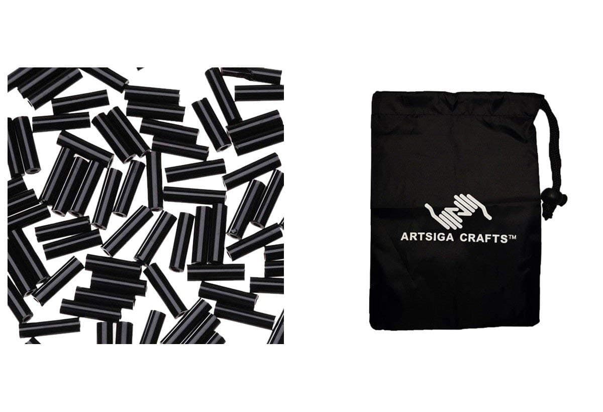 1/4 In. Glass Bugle Bead, Black Opaque