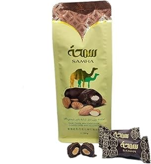 – Dark Camel Milk Chocolate Covered Almond Dates by Samha | Delicious Chocodate Back to School Snack or Gift for any Occasion Celebration Ramadan Eid Valentine's Easter