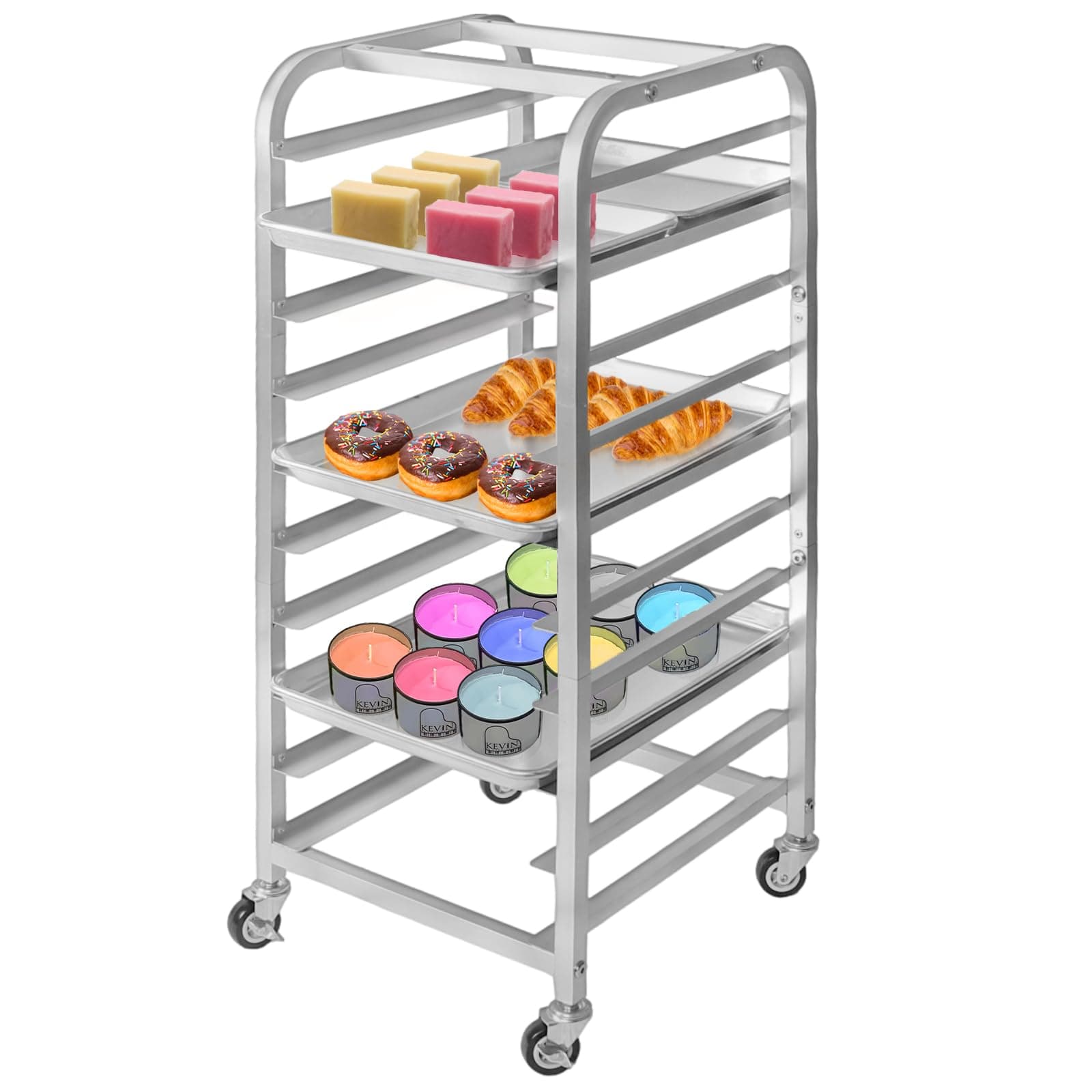 10-Tier Quarter & Half Sheet Pan Rack - Bread Baking Speed Rack for Cooling, Bakery Stand with wheels for Bun Pan Tray, Home Kitchen Tiered Rolling Cart for Oven(for 1/2 & 1/4 Sheet)