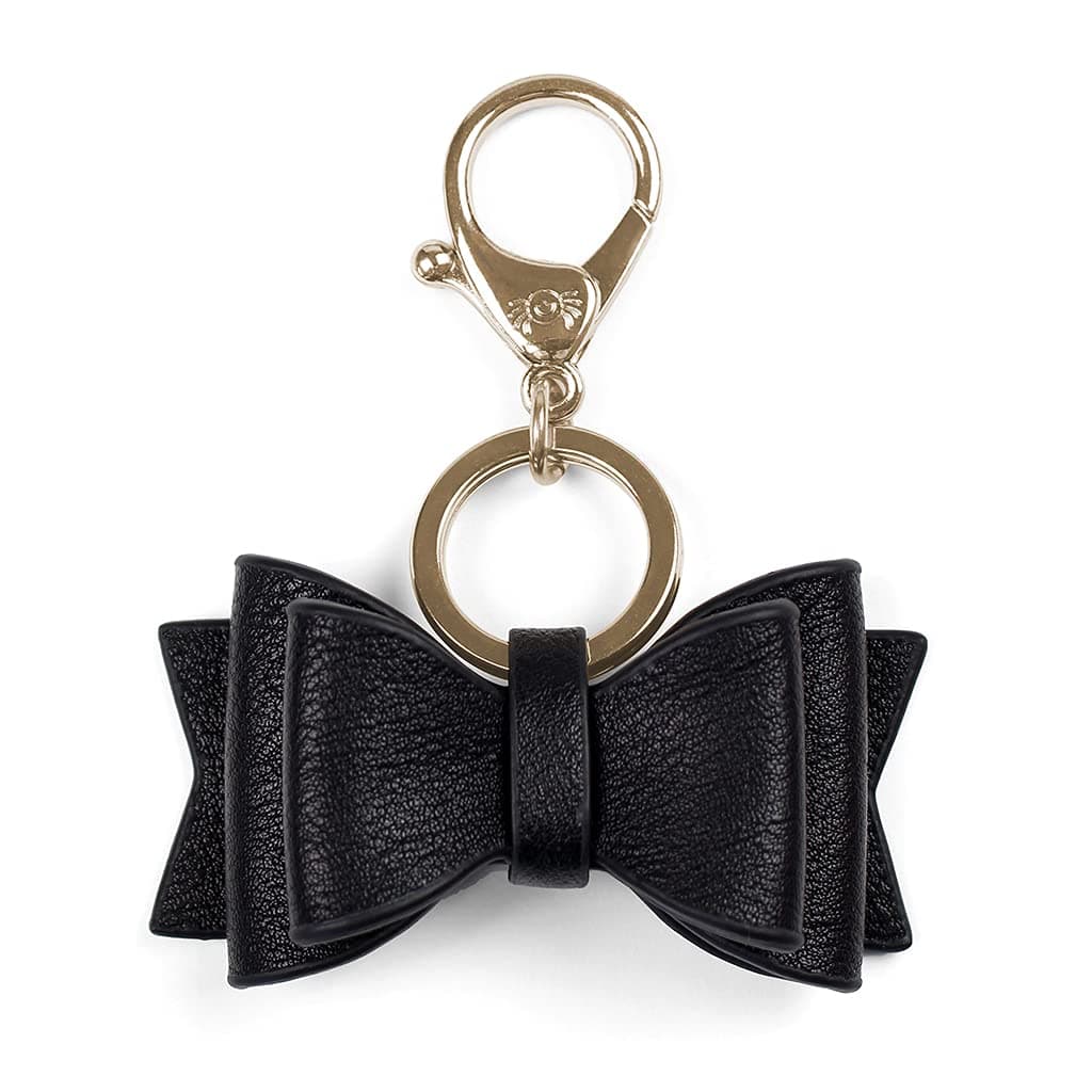 Itzy Ritzy Boss Bow; Bow Charm with Clasp Can Clip to a Diaper Bag, Purse, Keychain or Wallet; Black