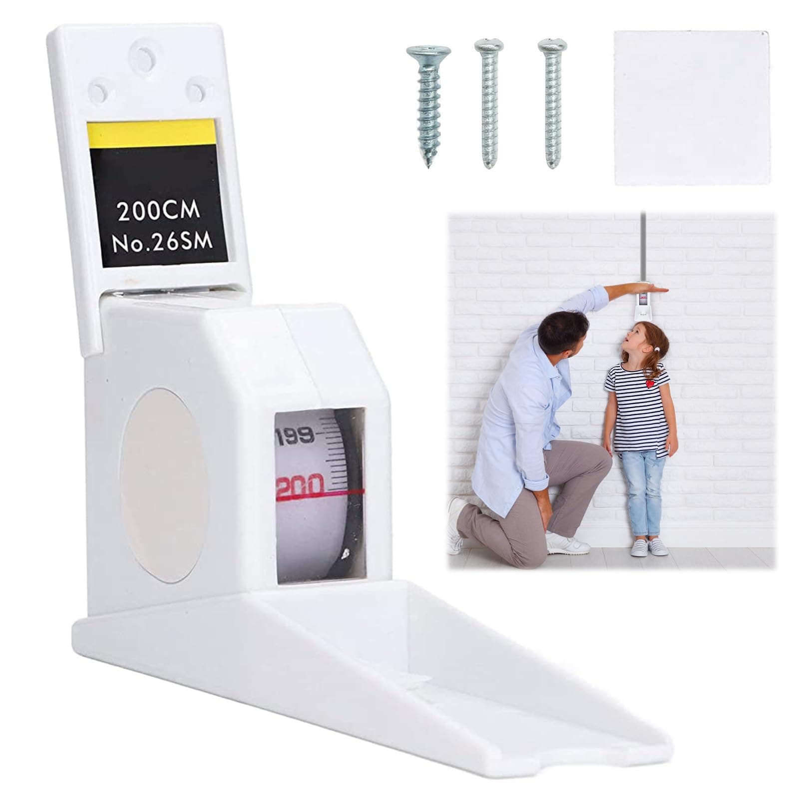 GAESHOW 2m Height Measurement Device, Retractable Wall Mounted Height Meter, Height Measuring Tape, Adult Child Height Tool Ruler, Roll Ruler Body Measuring Tape for Home Office Clinic Measurement