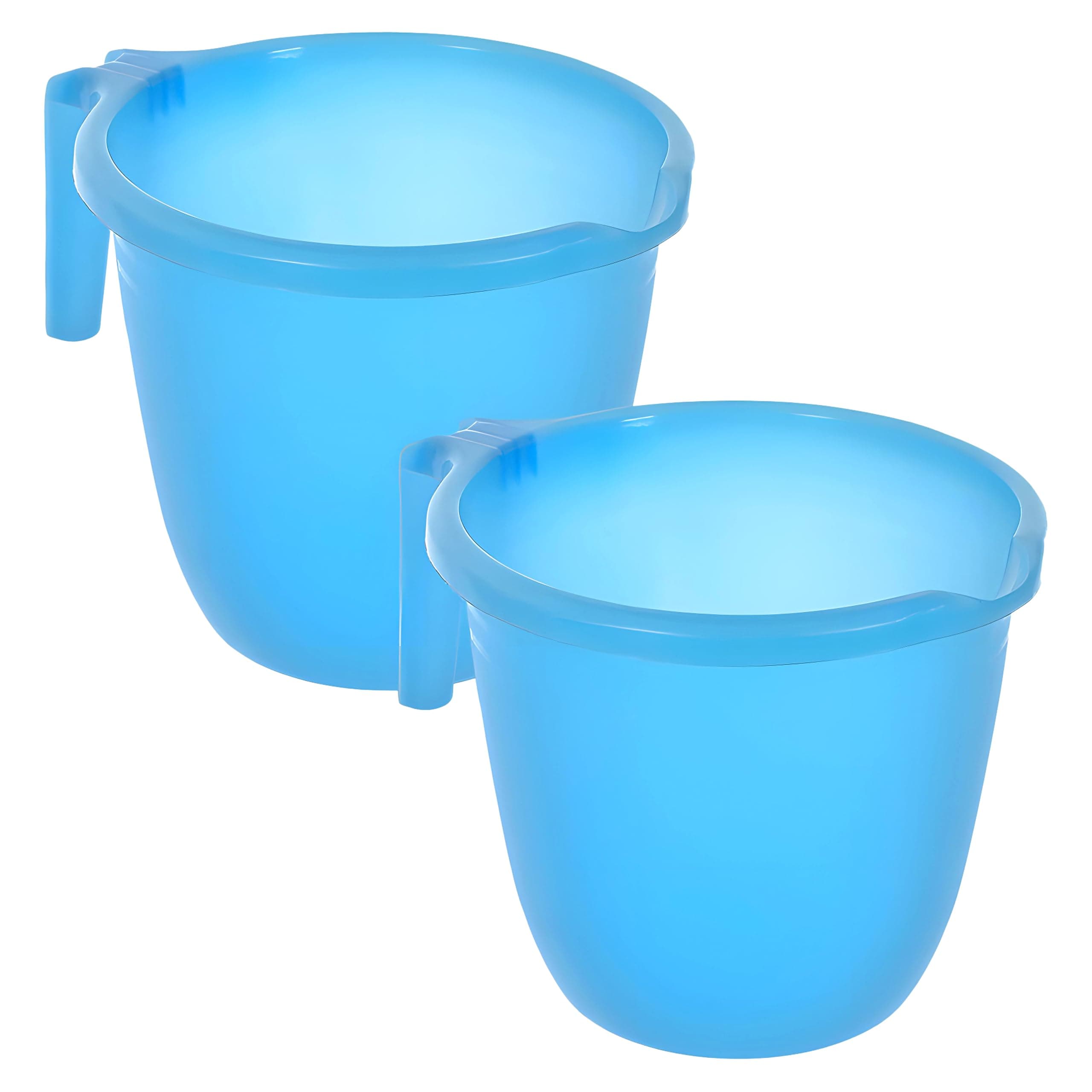 Kuber Industries Plastic Bathroom Mug|Strong Plastic Material & Great Capicity|Size 14 x 14 x 12 CM,Pack of 2,Capicity 1 LTR (Sky Blue)-46KM0205, Standard