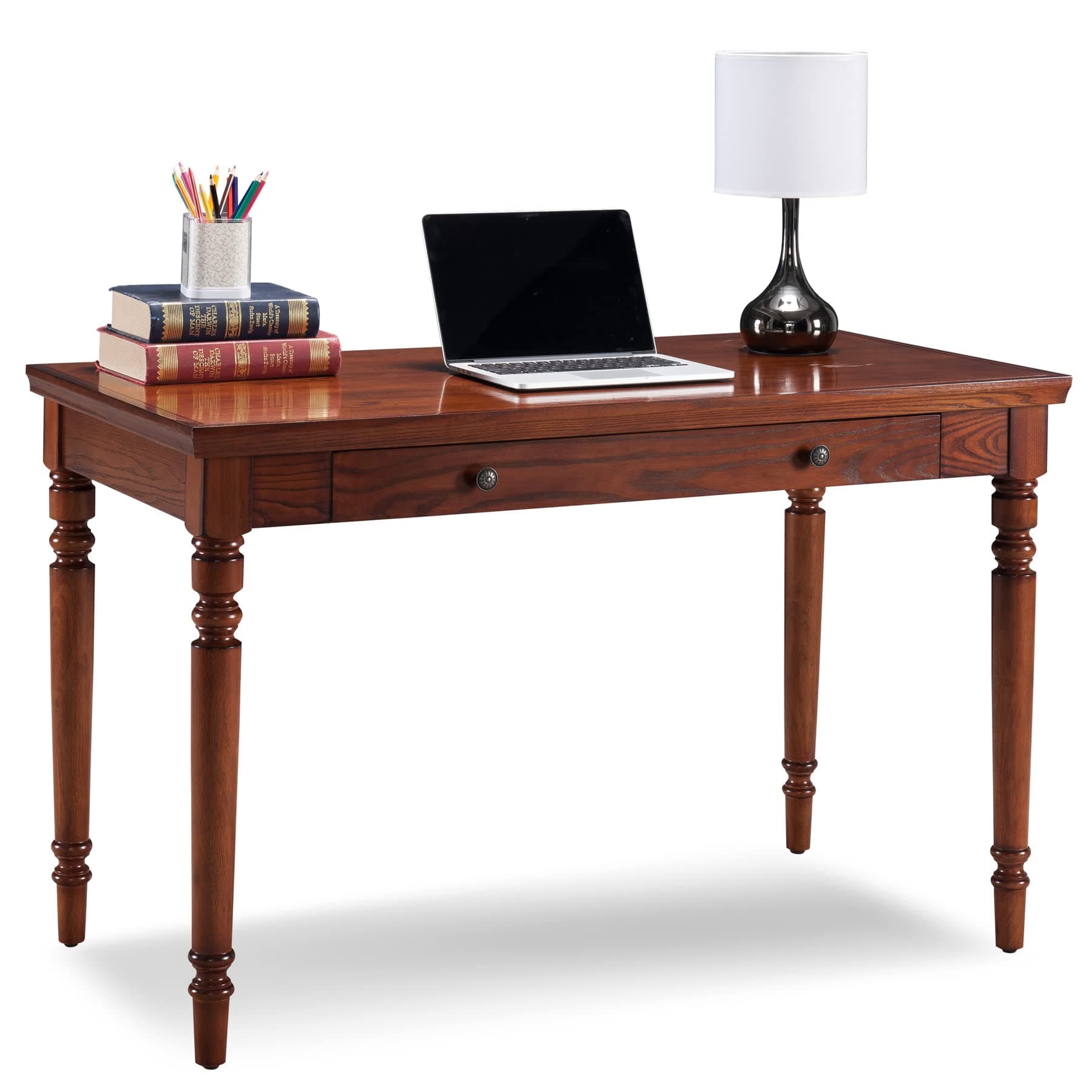 Leick Home Mission Office Desk, Solid Wood, with Drop Front Keyboard Drawer, Mission Oak, 82410