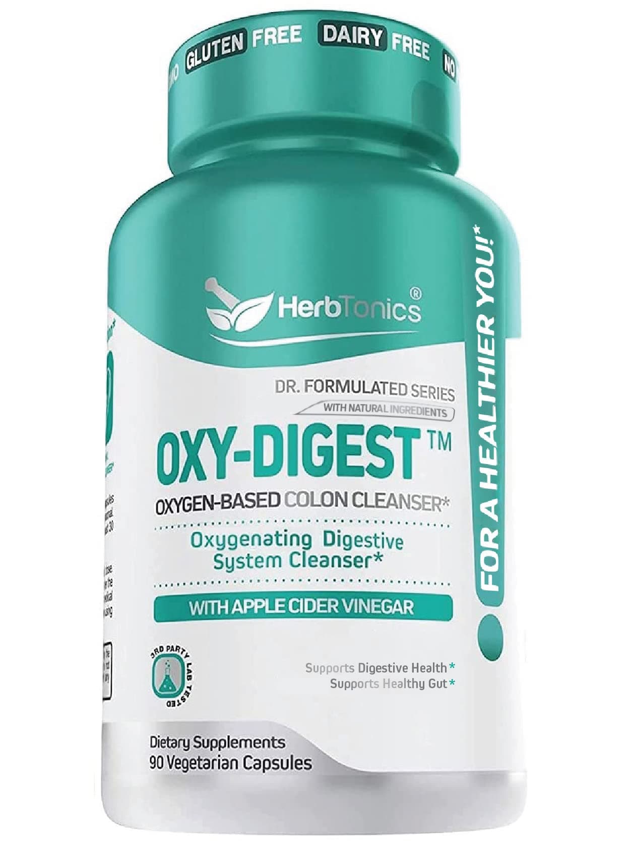 Herbtonics Oxy-Digest Colon Cleanse and Detox Digestive System Formula with Apple Cider Vinegar,90 Vegan Pills Capsules for Women and Men
