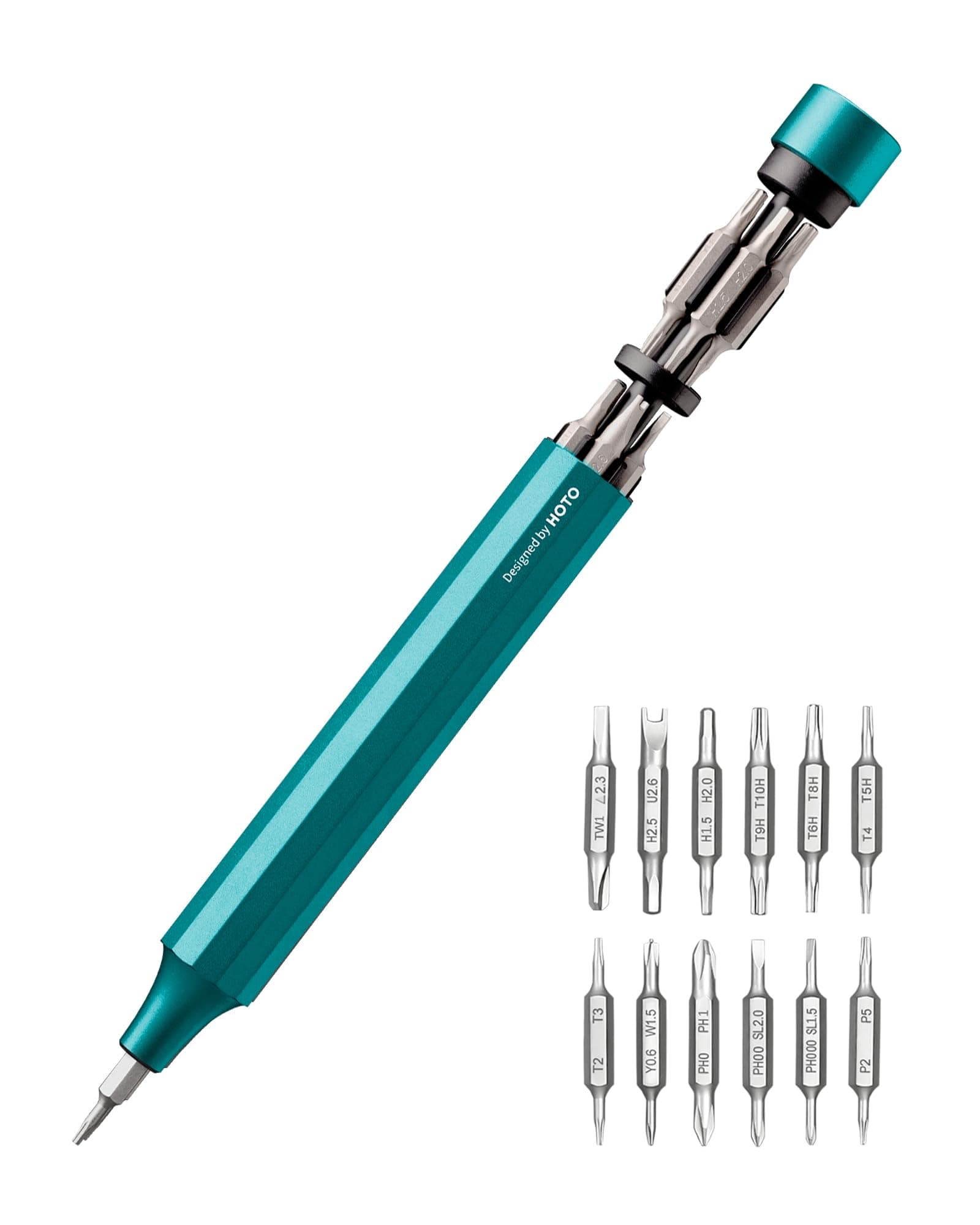 HOTO 24 in 1 Mini Screwdriver Set, Magnetic Torx Bit Set, Eyeglass Repair Kit, EDC Pen Screwdriver for Electronics, Watches, Phones, Laptops, Cameras, Gadgets for Men, Dark Turquoise