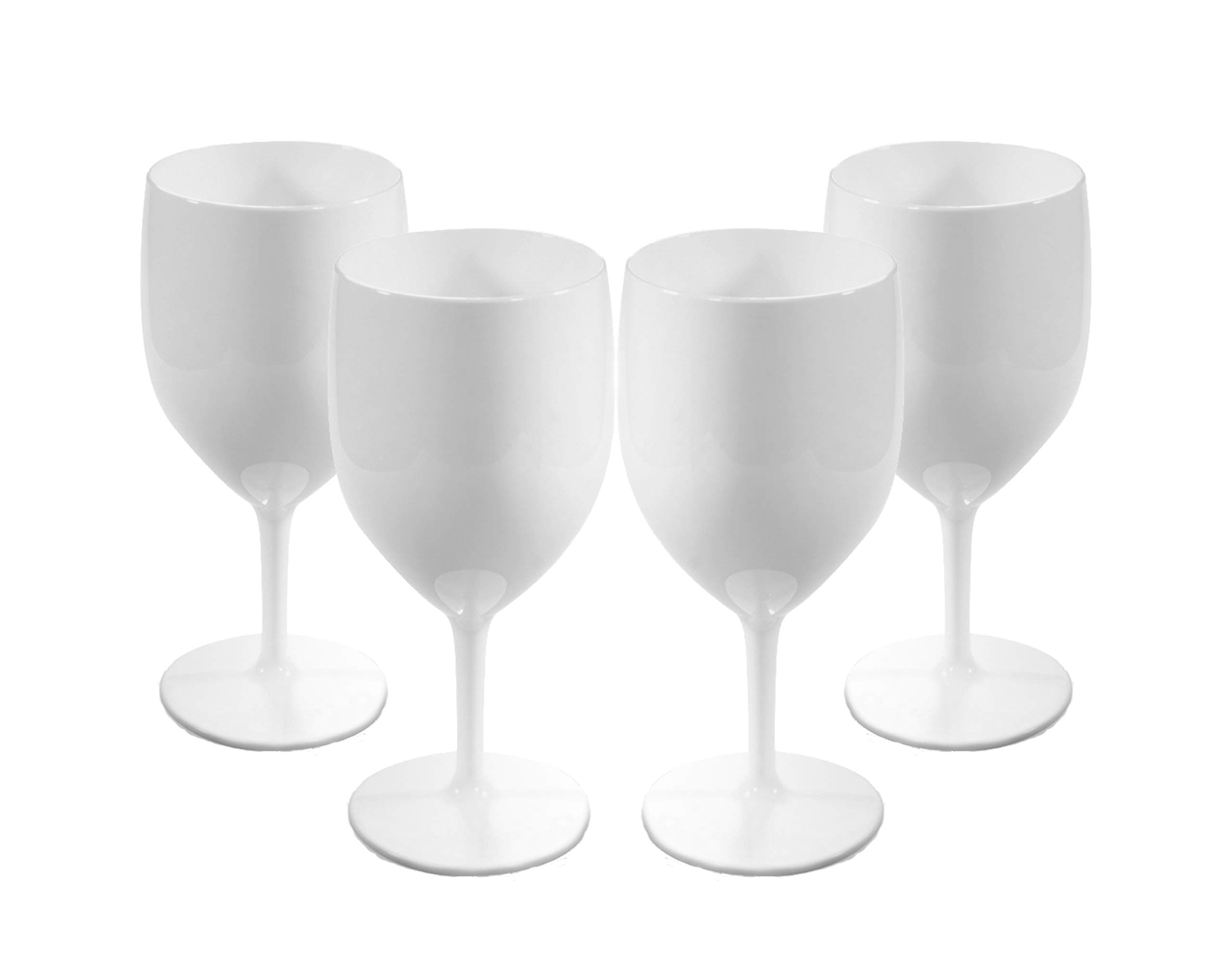 Unbreakable Reusable Polycarbonate Plastic Large White Wine Glasses Set (310ml/11oz to Rim Height 18.8cm, Max Diameter 8.1cm) Realistic Alternative to Glass (4)