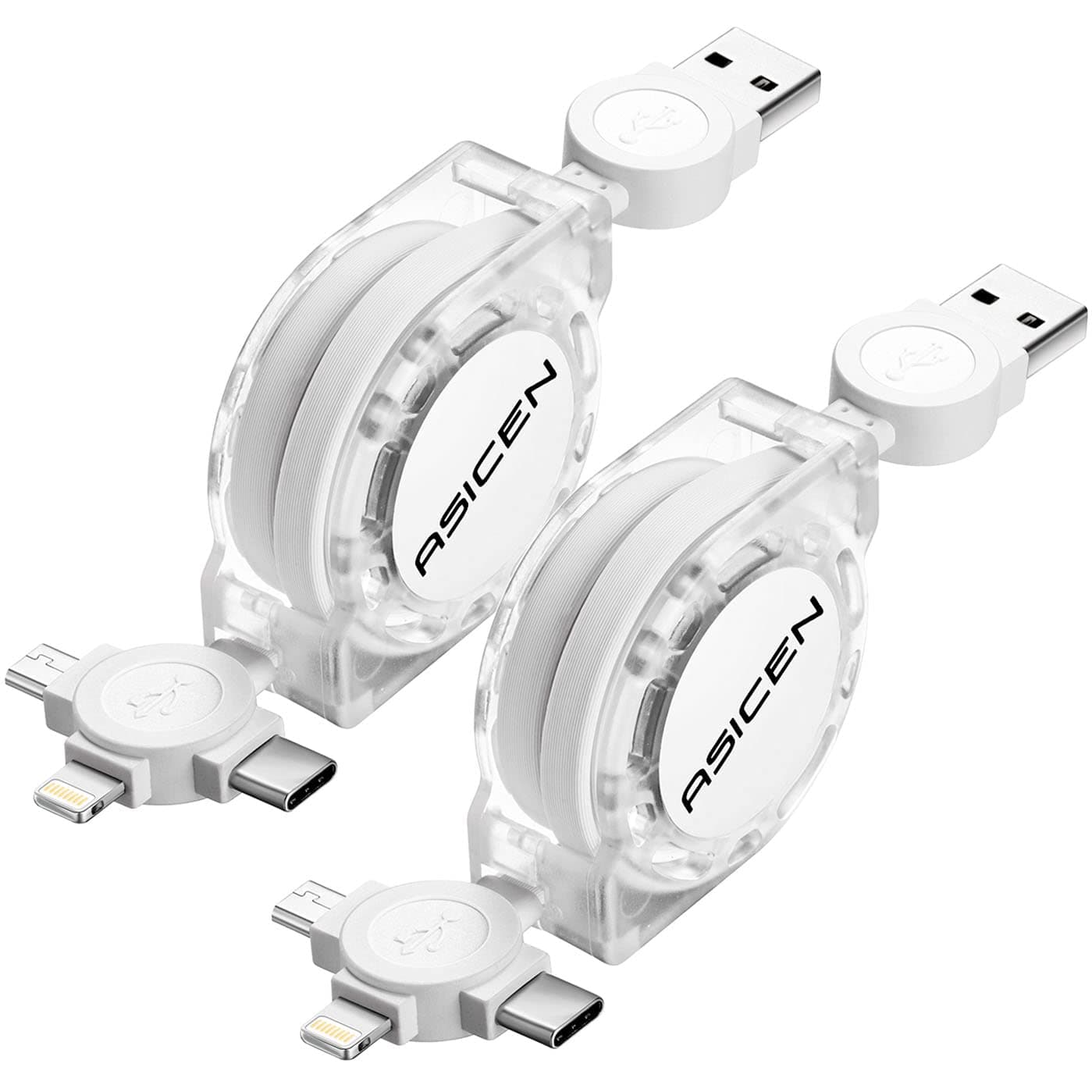 ASICEN Retractable Multiple Charging Cable 3 in 1 with Mobile Phone/Type C/Micro USB Port for Cellphone/Galaxy S9/S8/S7/Hawei and More