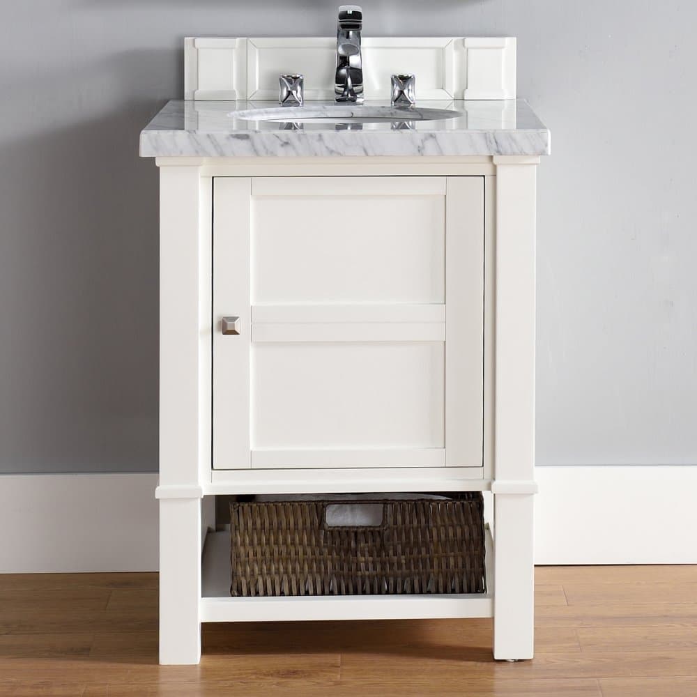 26 in. Single Vanity with 2 cm. Carrara White Marble Top