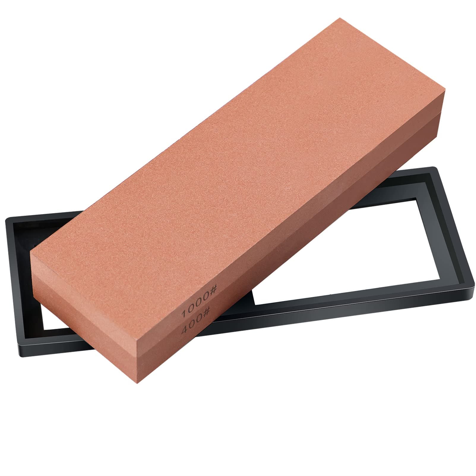 Sharpening Stone Whetstone for Knives Professional Knife Sharpener Dual Sided Grit 400/1000 with Non-Slip Rubber Holder Base