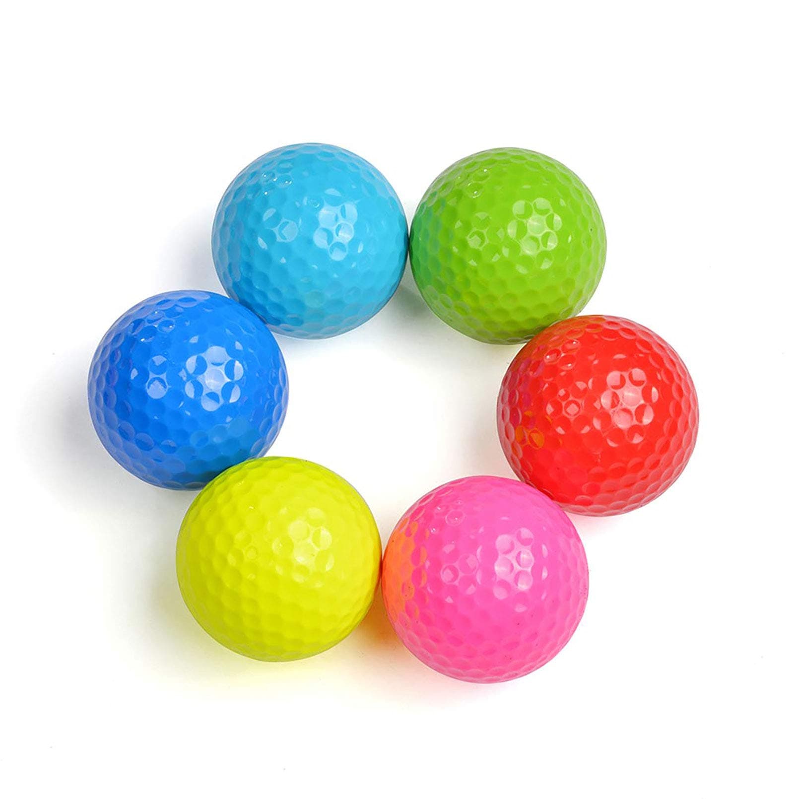 Golf Balls 6Pack Colored Gift Training Novelty Practice Variety Fun Set for All Golfers Blue Green Red Yellow Colorful