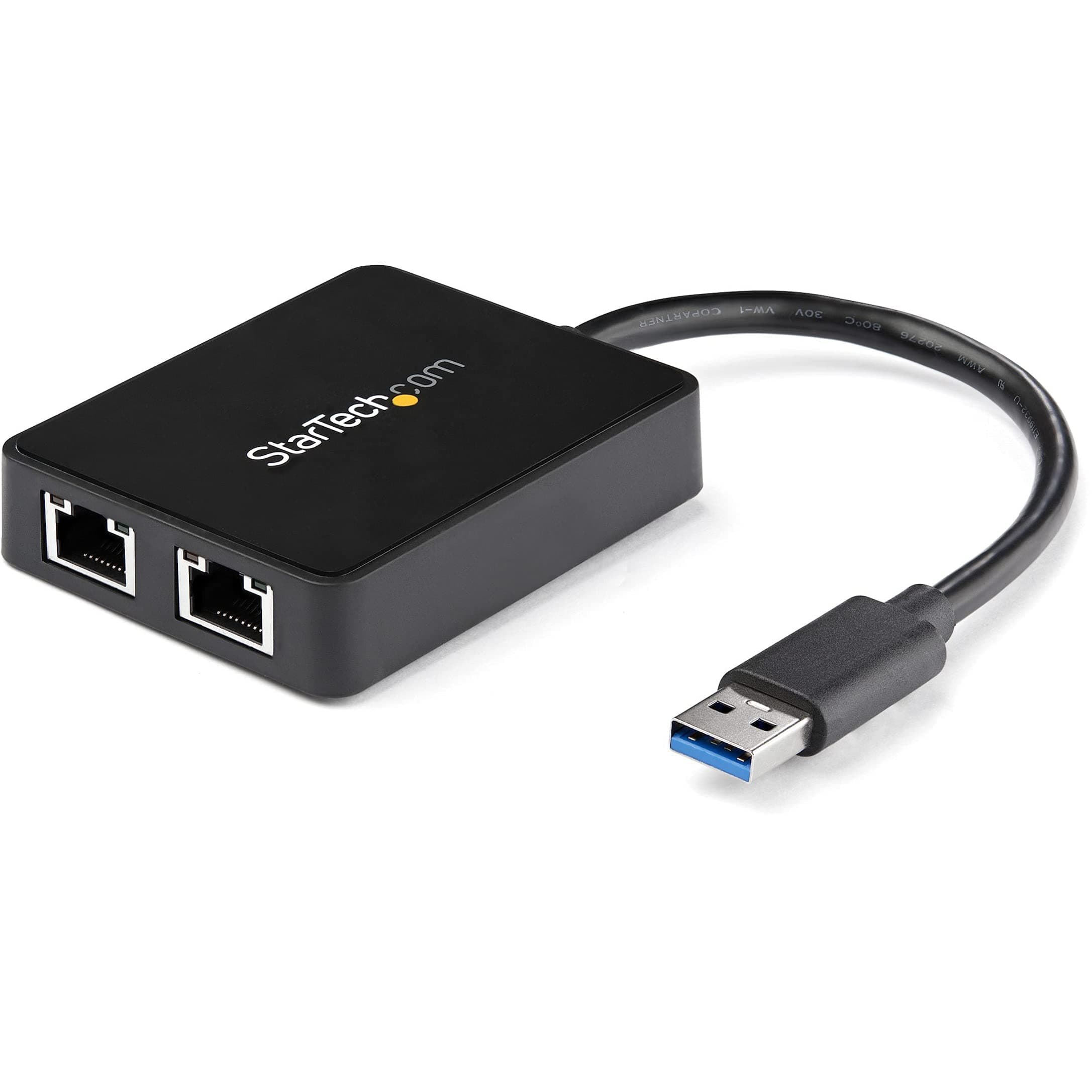 StarTech.com USB 3.0 to 2 Port Gigabit Ethernet LAN Adapter with USB Port USB32000SPT