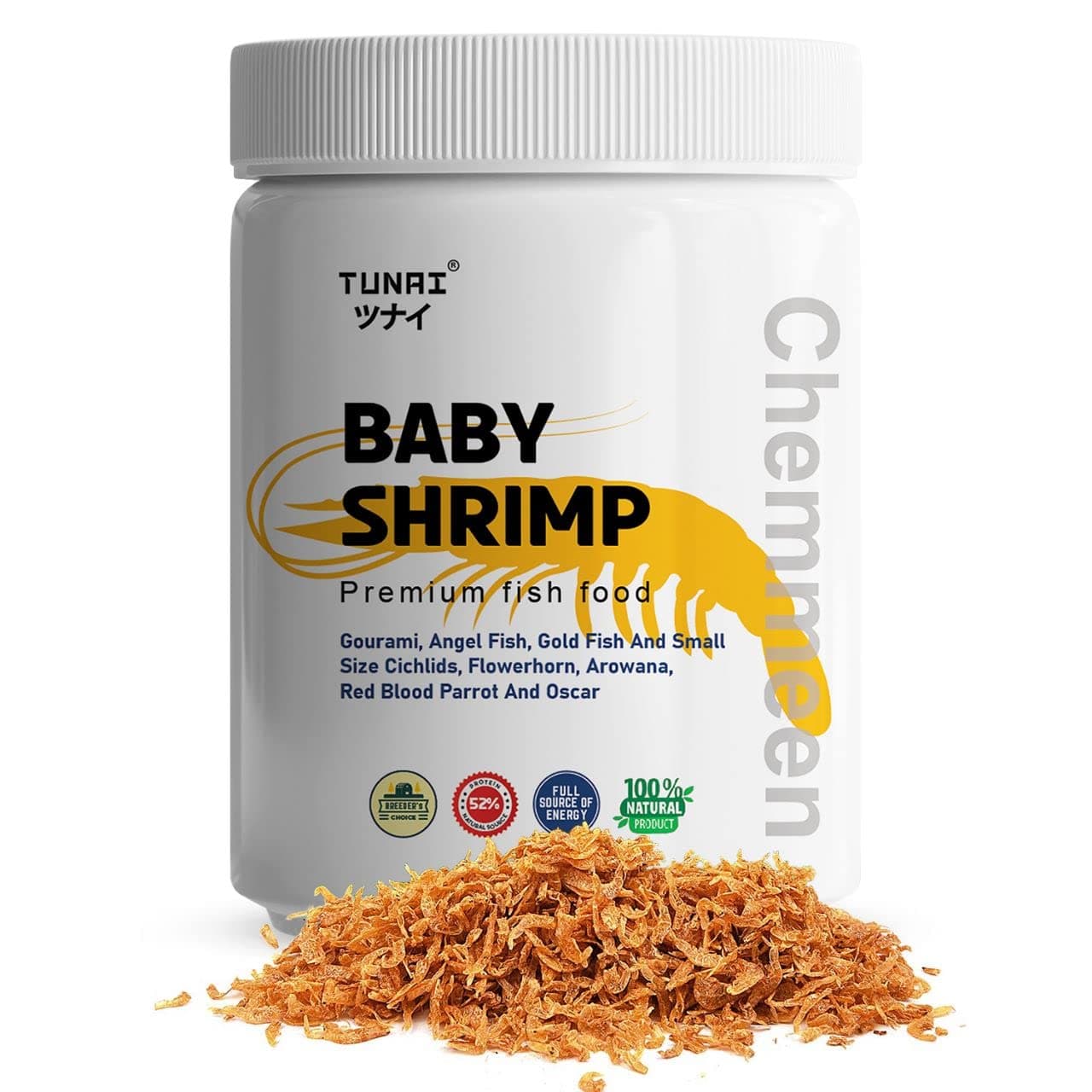 Tunai Chemmeen Whole Sun Dried Shrimps Aquarium Fish Treat |50g| Fish Food for All Life Stages of Flowerhorn, Arowana, Red Blood Parrot, Oscar, Cichlids and Turtles