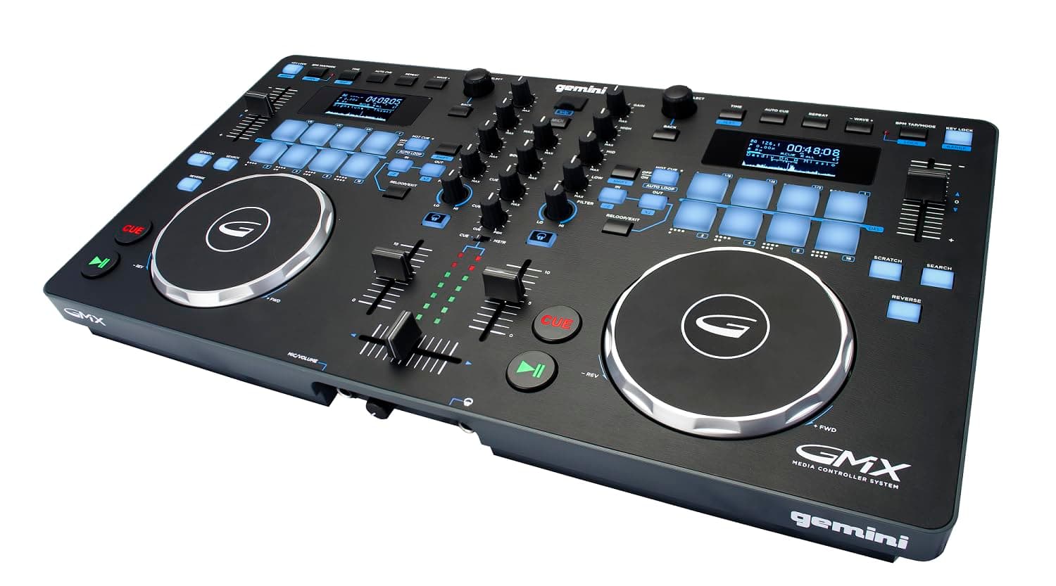 Gemini Sound GMX Versatile DJ Controller & Media Player - Compact USB/MIDI System with VirtualDJ LE, Ideal for Mobile DJs & Live Performances