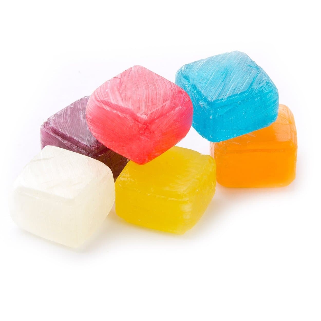 Fruit Cubes Hard Candy Assorted Flavors 2 Lbs Approximately 135 Pieces