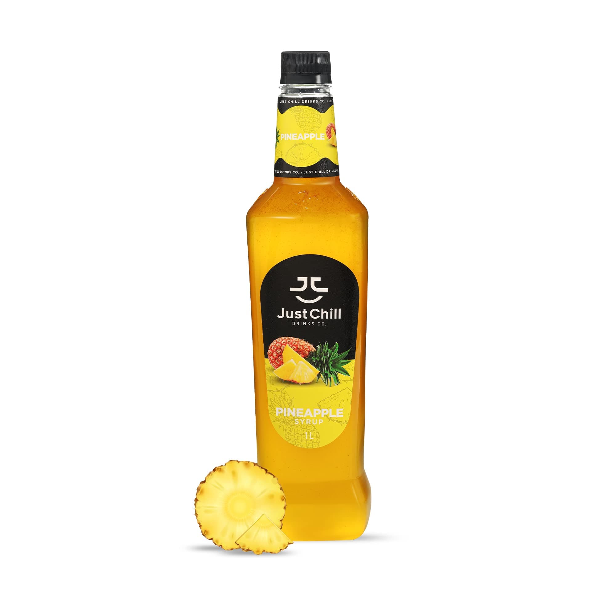 Just Chill Drinks Co.- Pineapple Fruit Syrup, 1L (Non-GMO, Vegan, Gluten Free, Halal) - Prepare refreshing & thirst Quenching mocktails