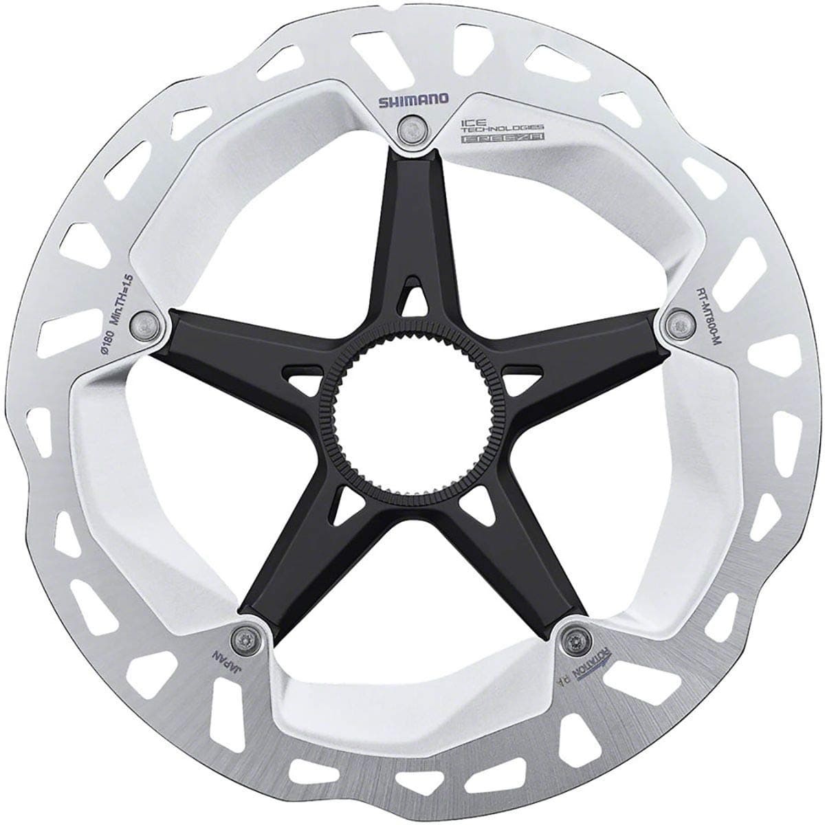 SHIMANODeore XT RT-MT800-L Disc Brake Rotor with External Lockring - 203mm, Center Lock, Silver/Black