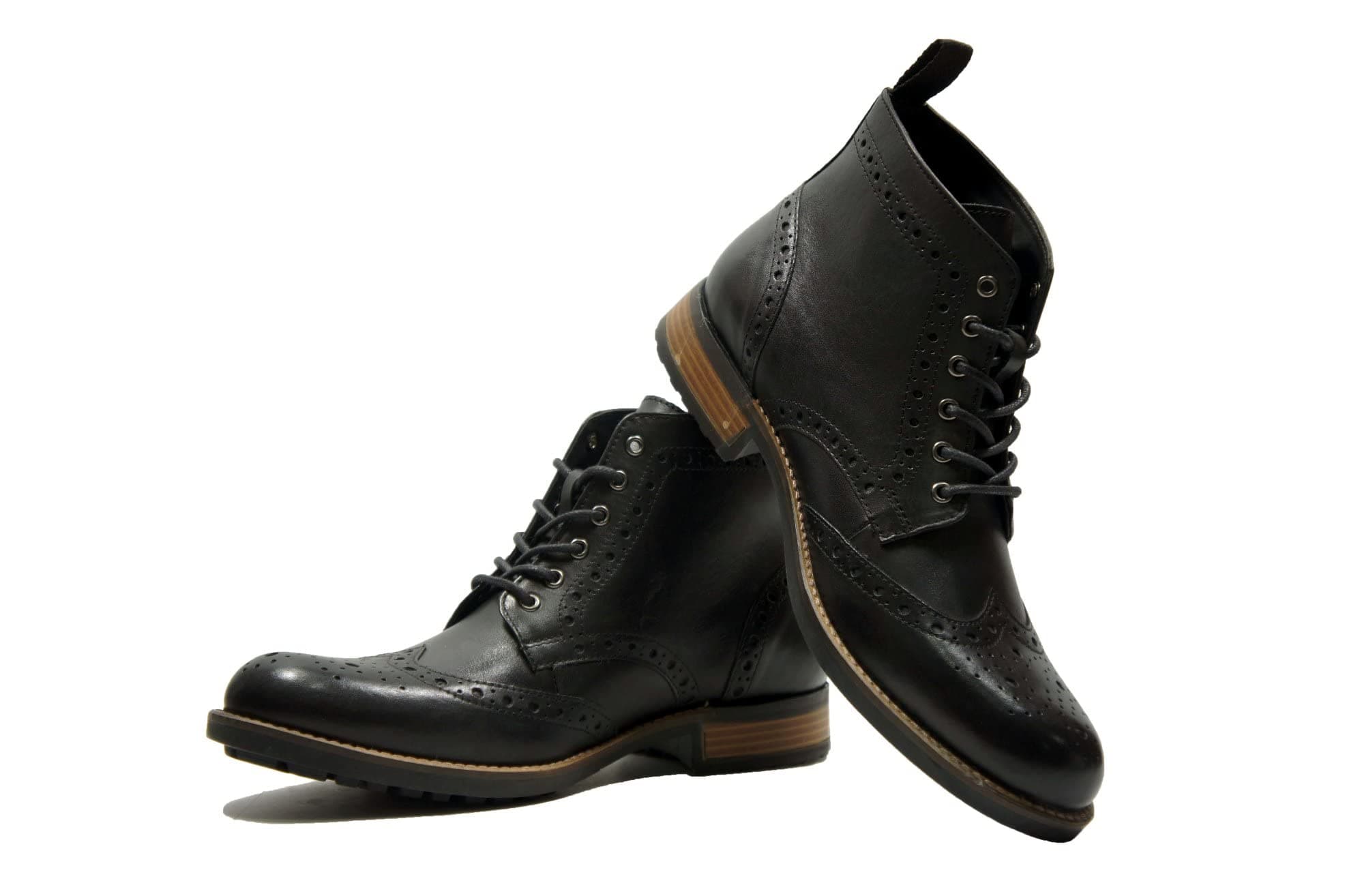 Hx London LEATHER BROGUE LACE-UP BOOT FOR MEN