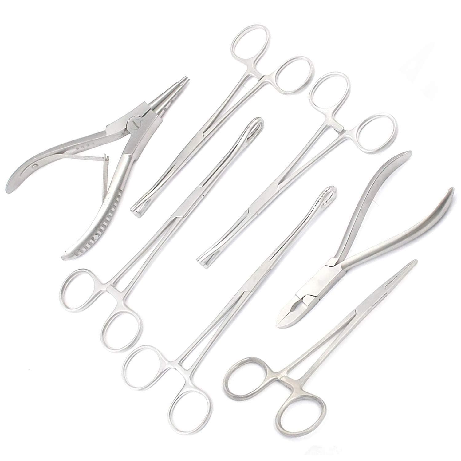 7 BODY PIERCING INSTRUMENTS SET TOOLS PENNINGTON FORCEPS 'R' by G.S ONLINE STORE