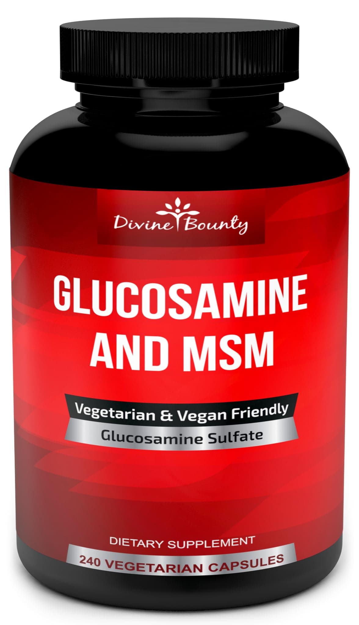Glucosamine Sulfate Supplement (2000mg per Serving) with MSM - 240 Small Vegetarian Capsules - No Shellfish or Harmful Additives