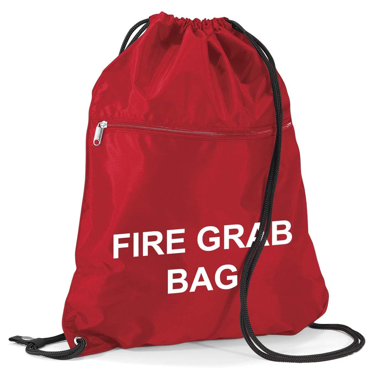 School Evacuation Fire Grab Bag - Printed Red Emergency Documents Drawstring Sack Bag