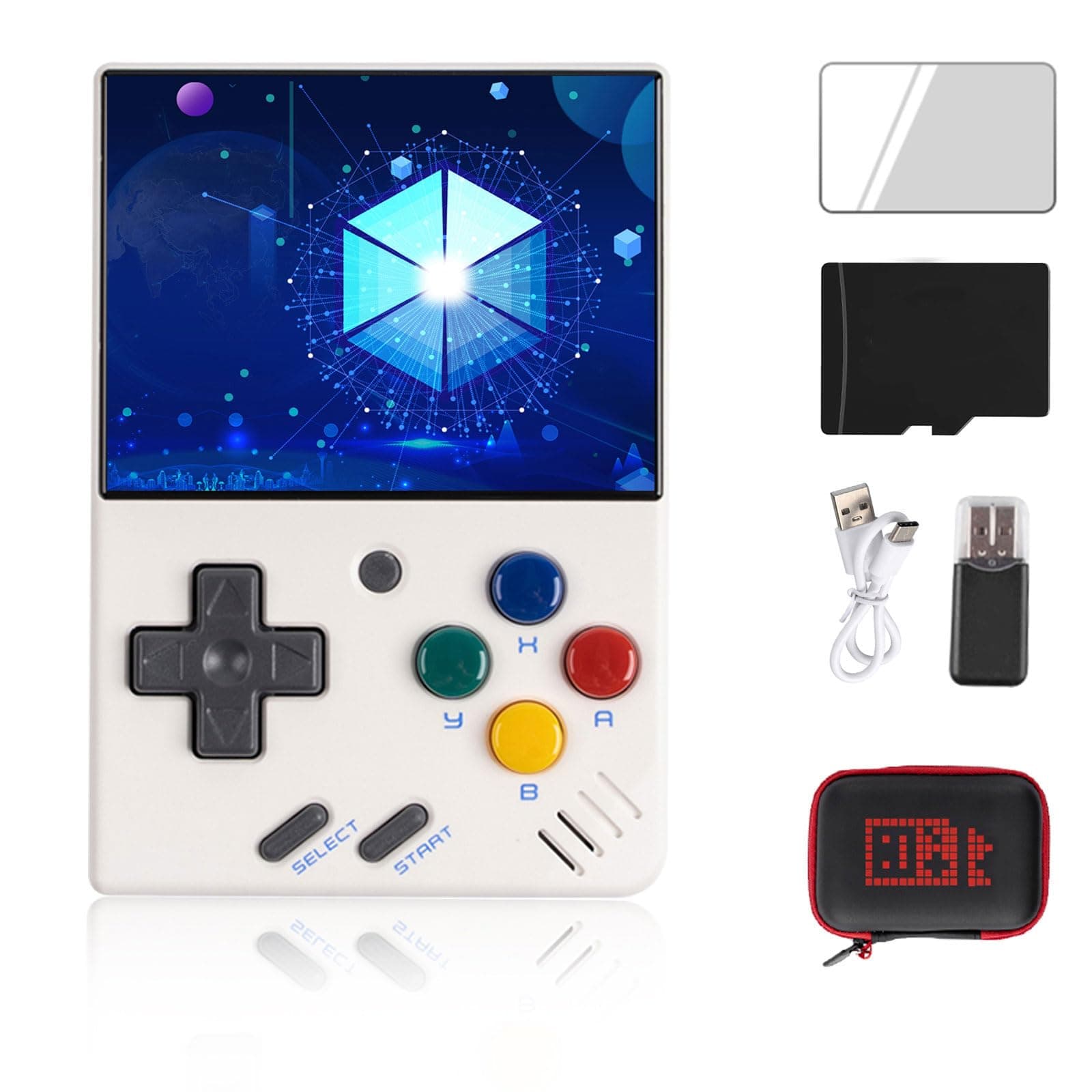 Miyoo Mini Handheld Game Console,2.8 Inch IPS Classic System Retro Video Games Consoles,with 64G TF Card and Wireless Networt Handheld Console Casual Game Console(White)