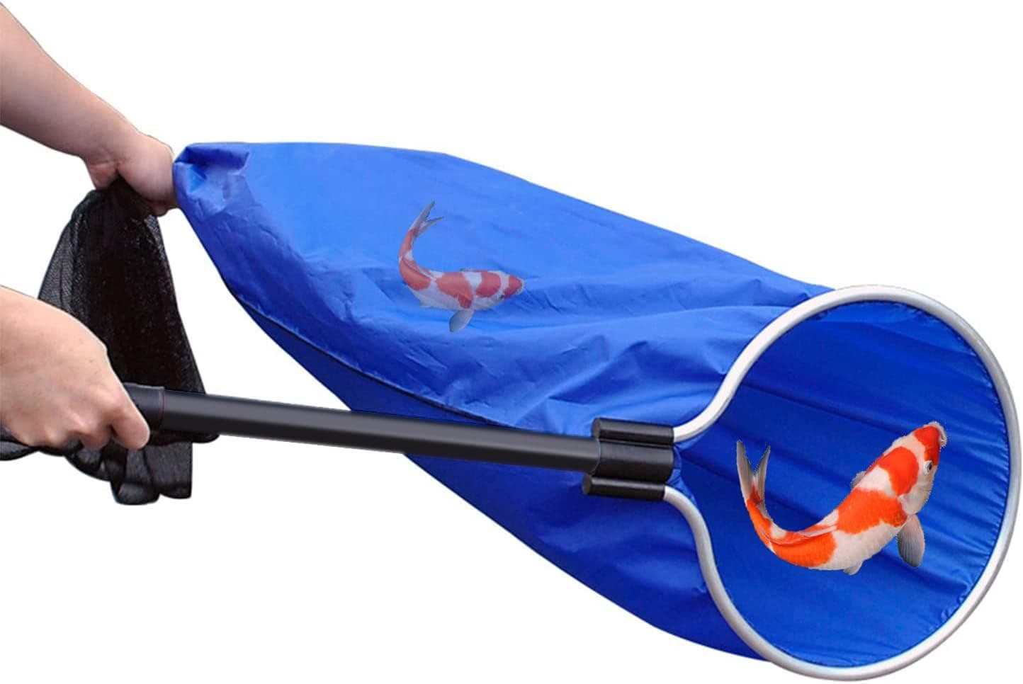 Koi Fish Net, Aquarium Net Short Handle Waterproof Soft Semi-Permeable Fishing Soft Lightweight Mesh Basket for Large Koi Sock Neting Medium Fish Eggs Safety Isolating Transfer