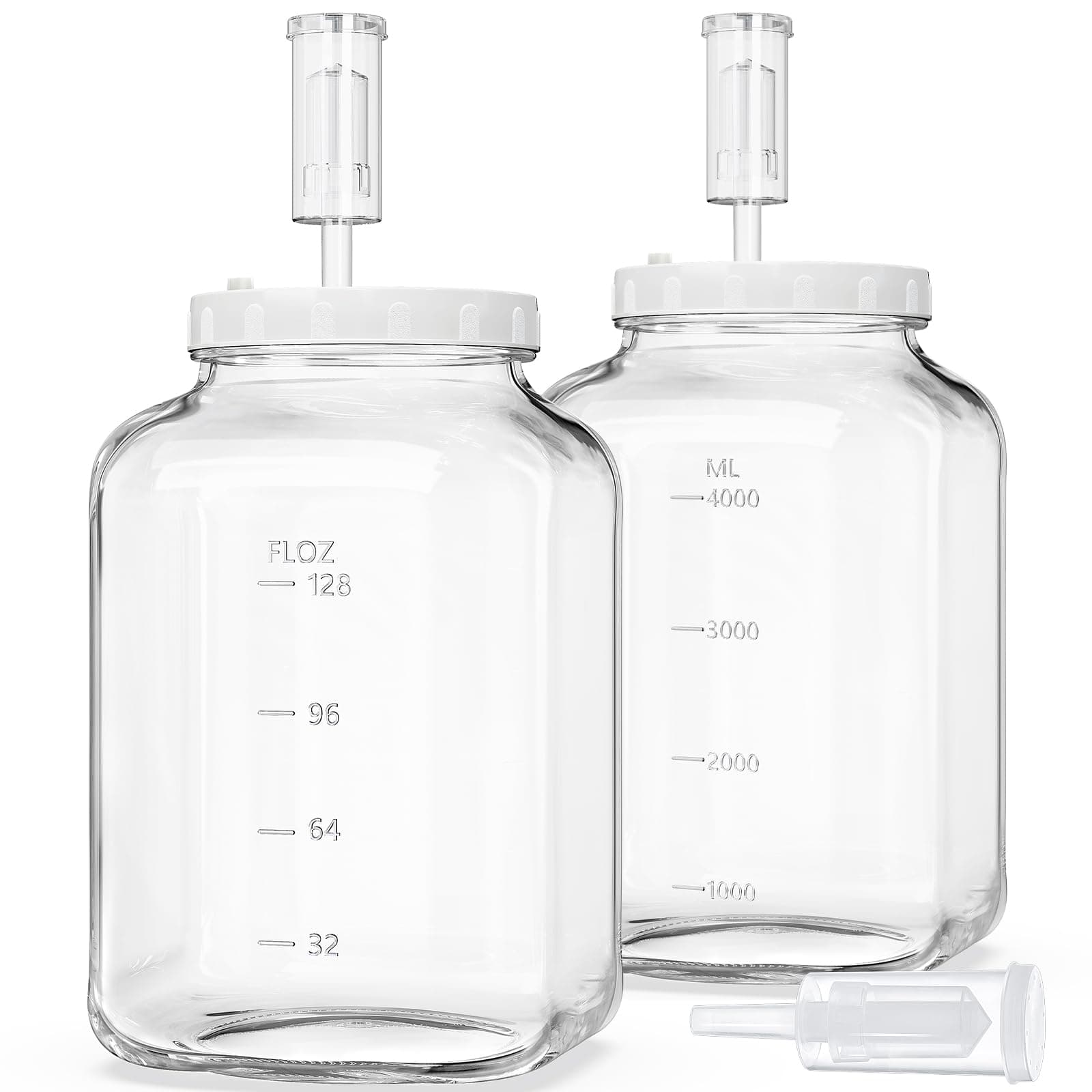 Folinstall 1.5 Gallon Large Fermentation Jars with 2 Airtight Lids and 3 Airlocks, Wide Mouth Glass Mason Jar with Scale Mark, Pickle jars, Mead Making Kit, Kimchi Containers, 2 Pack