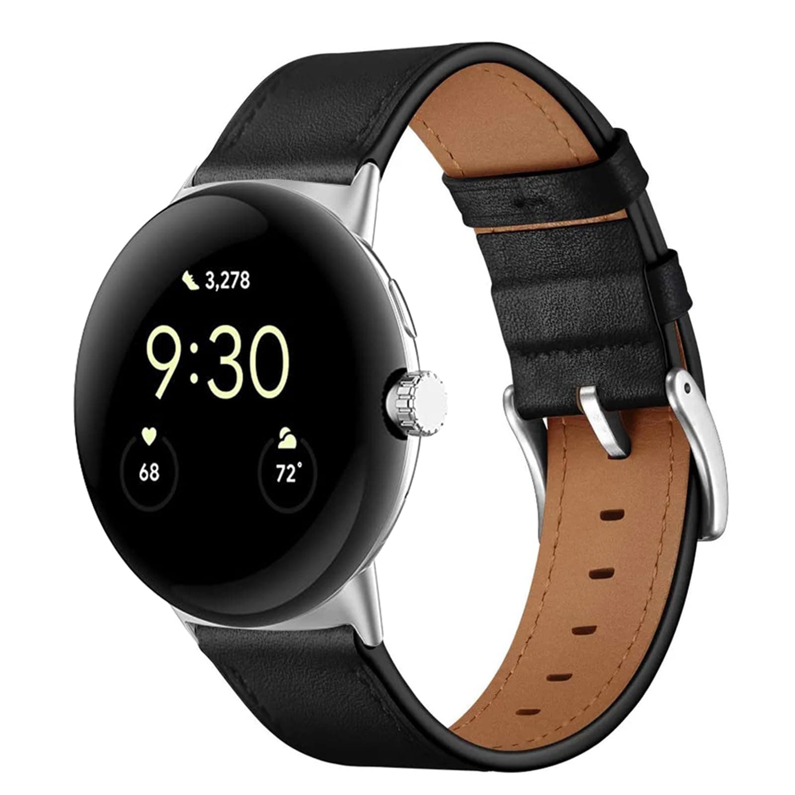 Leather Bands Compatible for Google Pixel Watch 4/3 45mm Leather for Men, Wristband Adjustable Clasp Strap for Google Pixel Watch 4/3/2/1 41mm