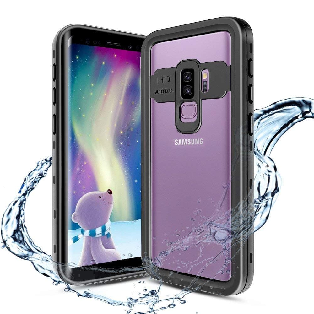 Samsung Galaxy S9+ Plus Case, Waterproof Case with Built-in Screen Protector,Full-Body Rugged Resistant Protective Hard Cover Case for Galaxy S9 Plus (2018, 6.2inch) (Black Clear Back)