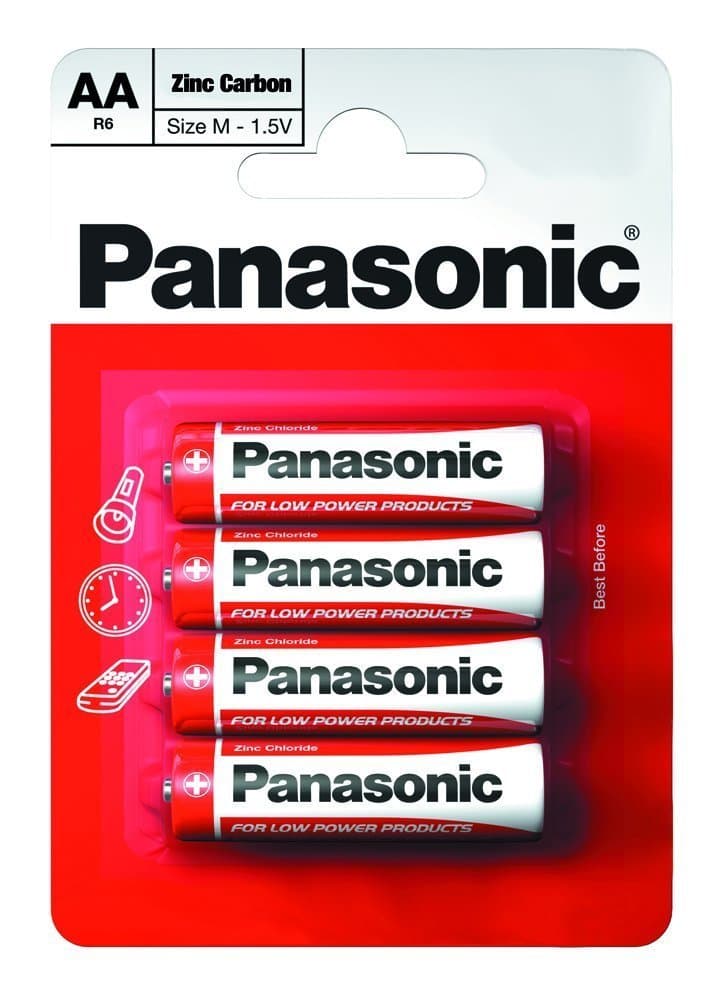 AA Zinc Carbon Single Use Batteries 4 pack (Package may vary)