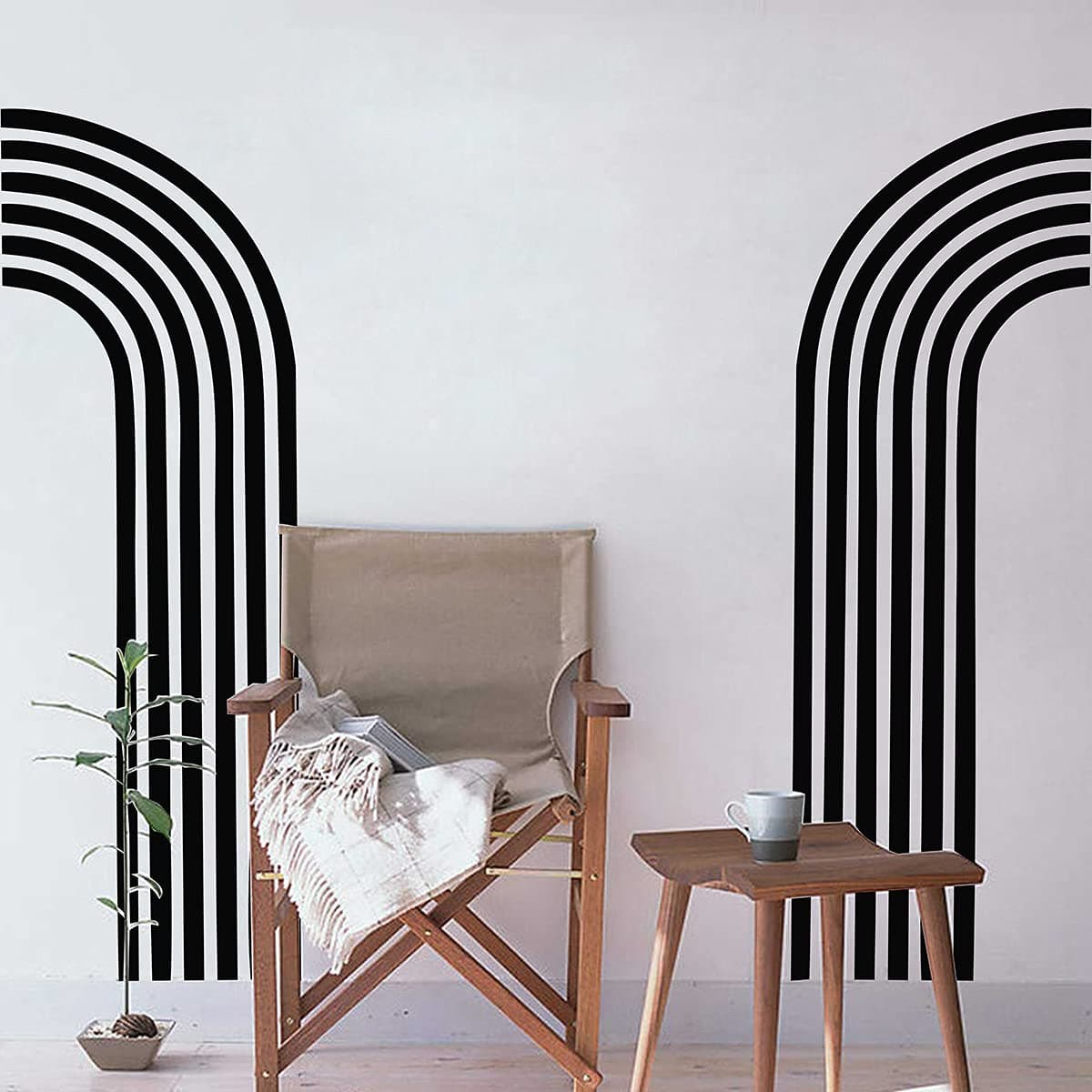 Black Arch Wall Decal Large Half Arch Decals Geometric Modern Black Wall Decals Peel and Stick Vinyl Removable Minimalist Wall Sticker Modern Wall Stickers for Living Room Bedroom Decor