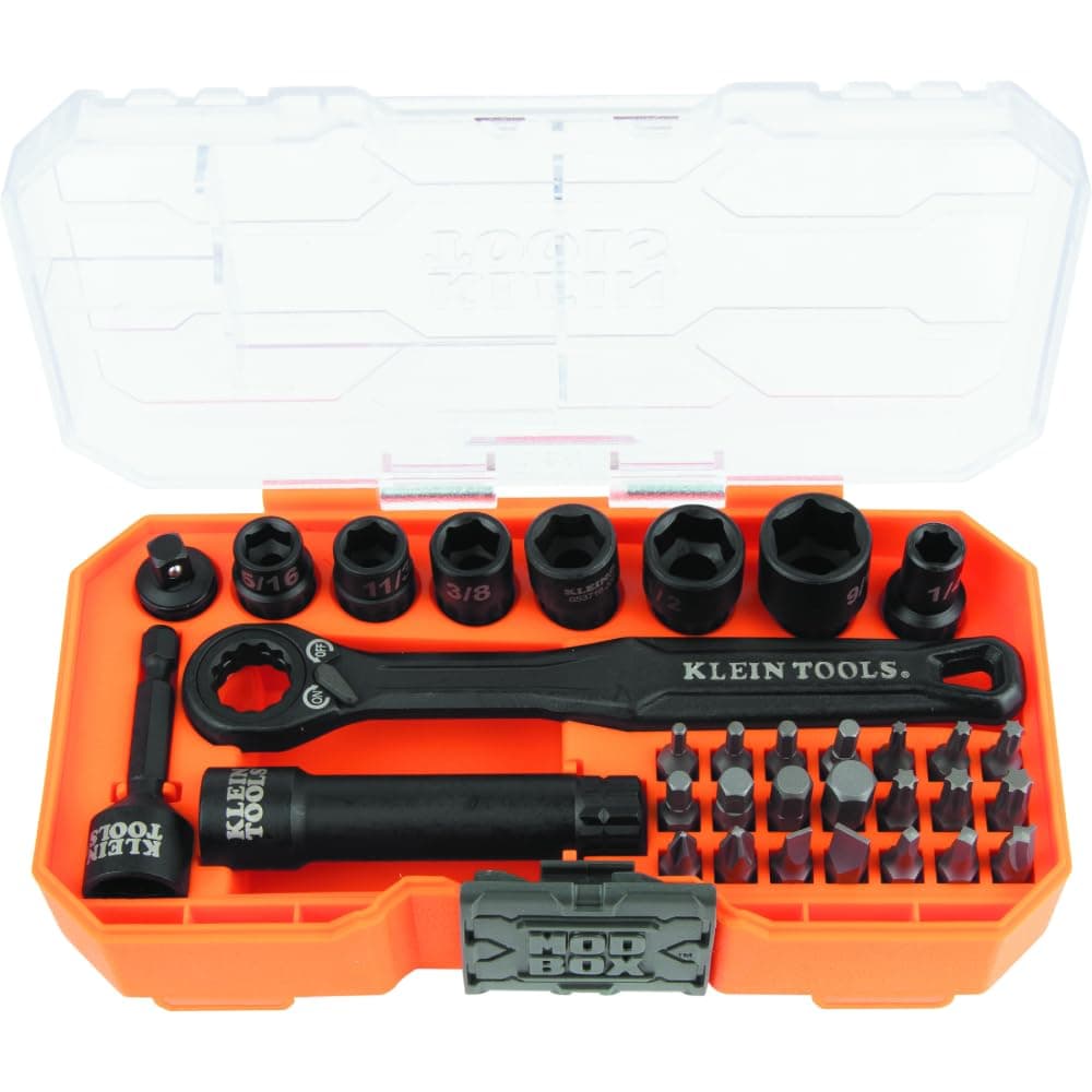Klein Tools 65300 KNECT 32-Piece Pass Through Socket Set, SAE Impact Socket S...