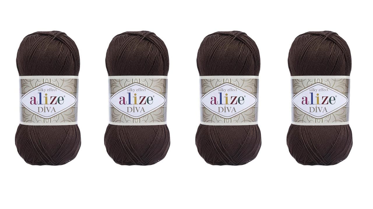 Alize Hand Knitting Yarn 100% Microfiber Acrylic Yarn Diva Silk Effect Thread Crochet Art Lace Craft Lot of 4 skeins 400gr 1532yds (26)