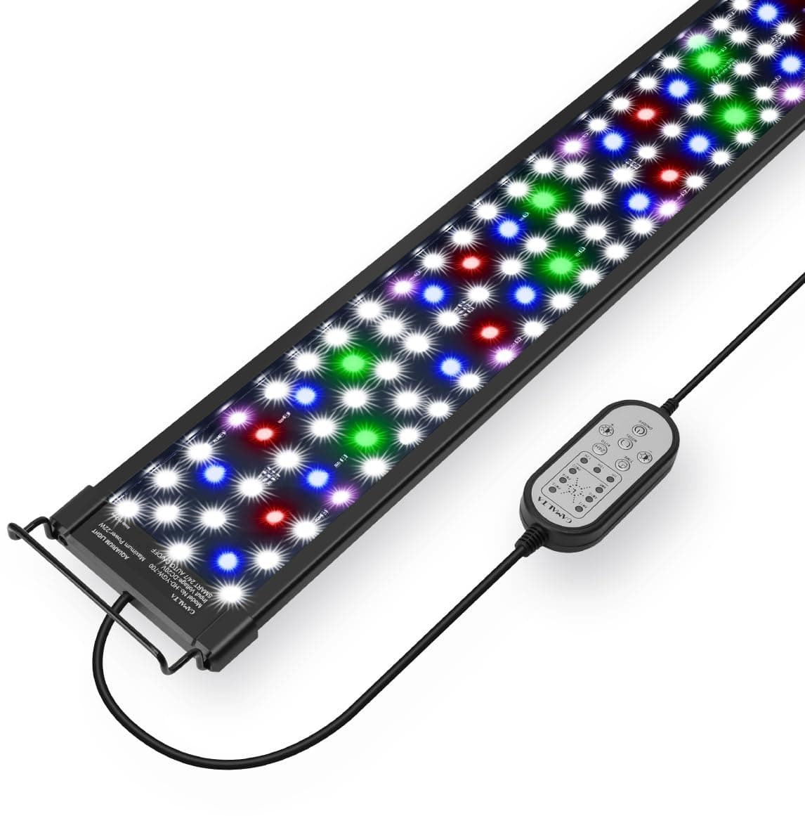 Aquarium Light,42W 24/7 Natural Mode,9 Light Modes(Water Grass Mode & 7 Colors & Cycle),Adjustable Timer and 7 Color Brightness - with Expandable Mounting Bracket for 48~54IN Fish Tank