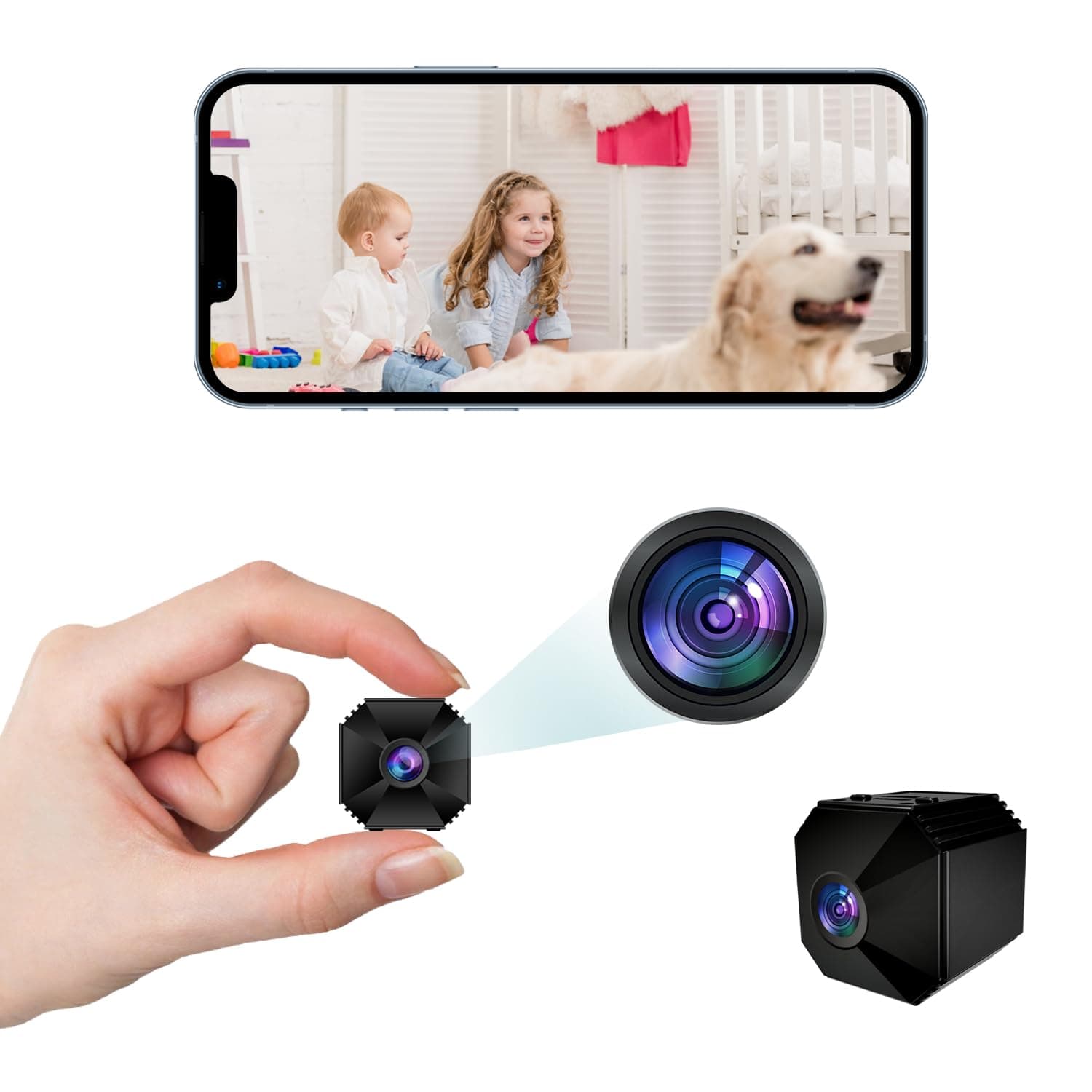 Mini Camera - Security 4K Mini Indoor Camera - Baby and Pet Monitor with WiFi, Surveillance Nanny Cam with APP Control, with Auto HD Night Vision and Motion Detection Alert, Perfect for Home