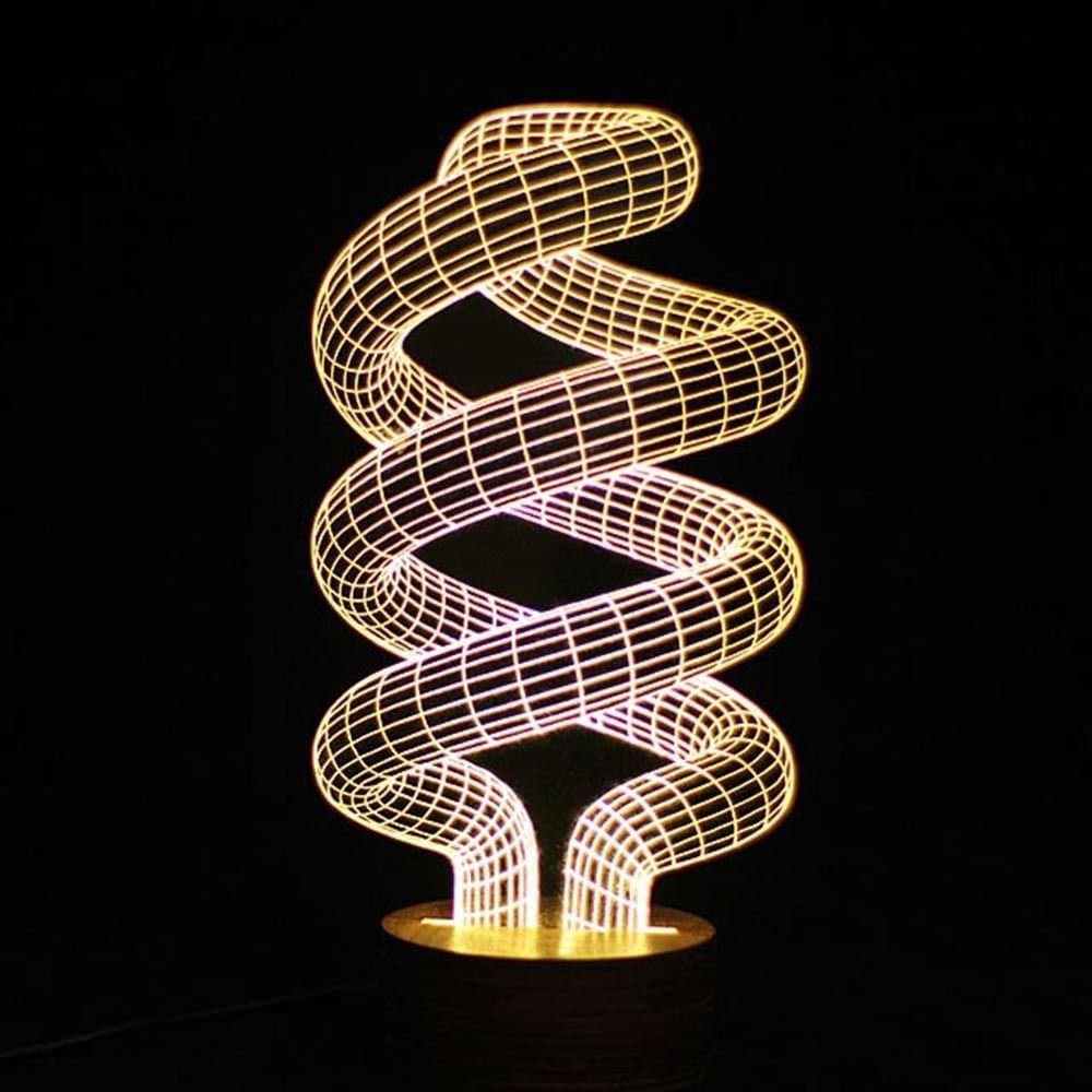 Spiral Shape 3D Illusion Bulb Lamp LED Night Light USB Table Desk Lamps House