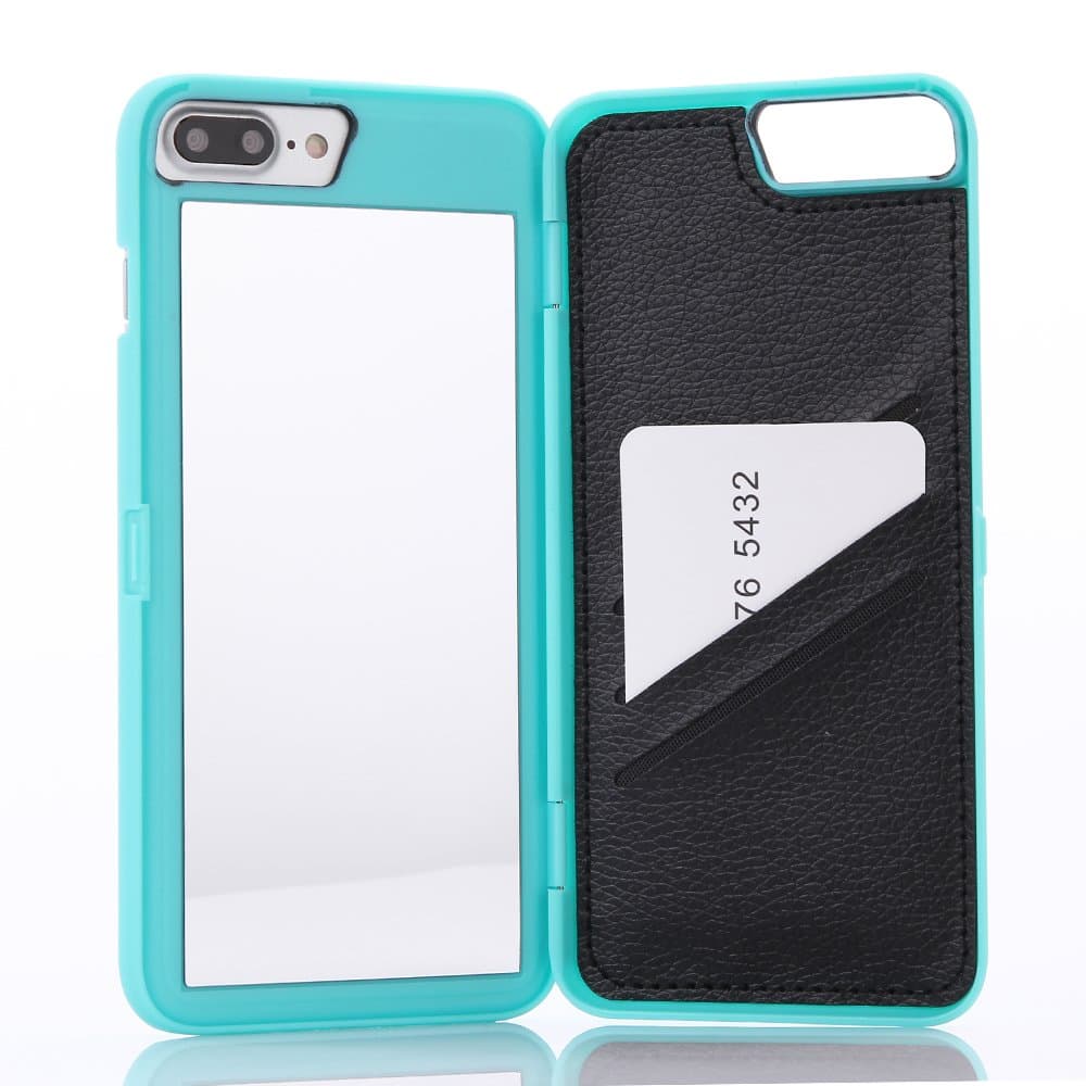 W7ETBEN iPhone 7 Plus Case, iPhone 8 Plus Case,Hidden Back Mirror Wallet Case with Stand Feature and Card Holder for Apple iPhone 7/8 Plus 5.5“ (Teal)