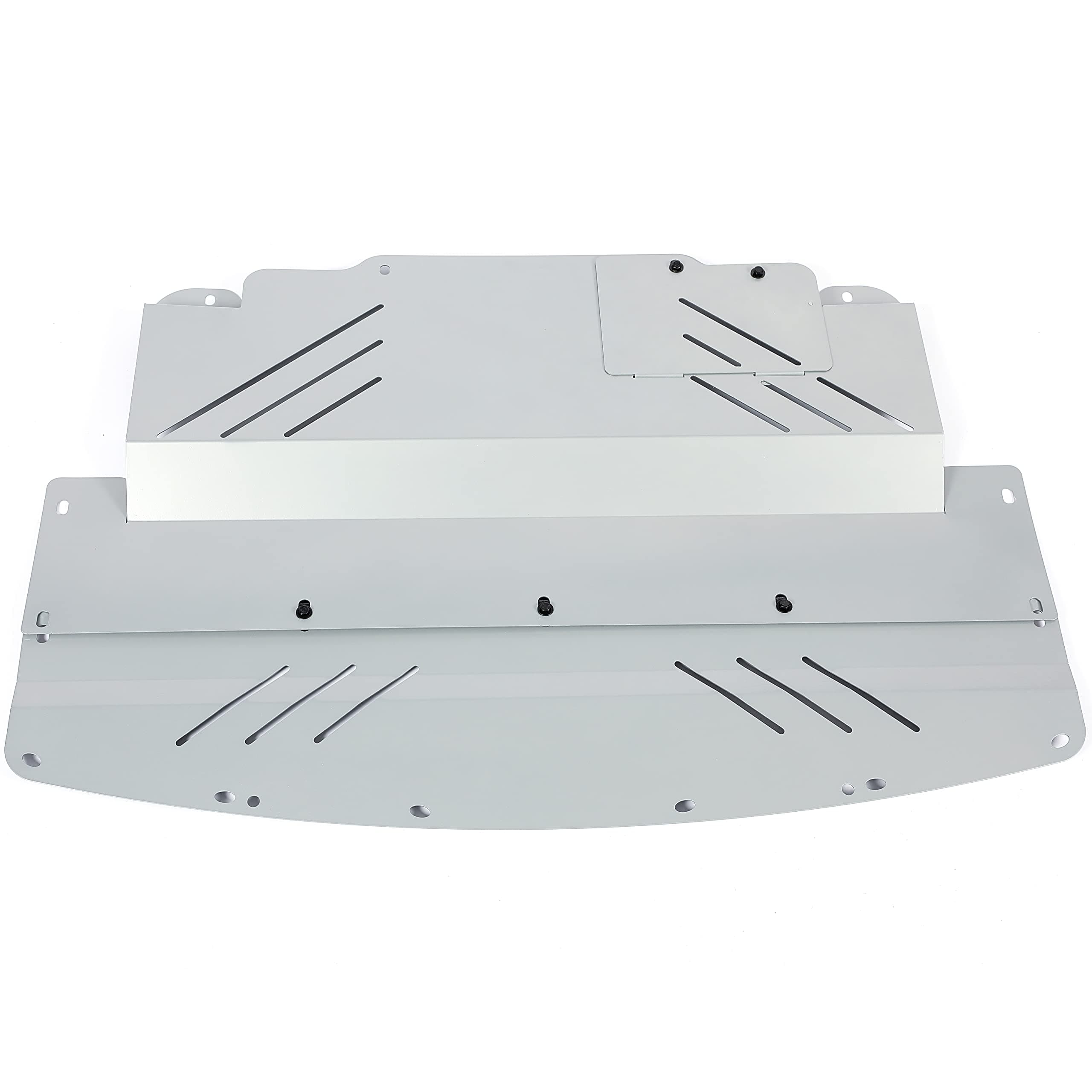 Kojem Engine Splash Shield Guard Compatible with 2007-2019 Infiniti G35 G37 Q40 Q60 (RWD only) & Nissan 370Z Silvery Aluminum Under Tray Cover Skid Plate