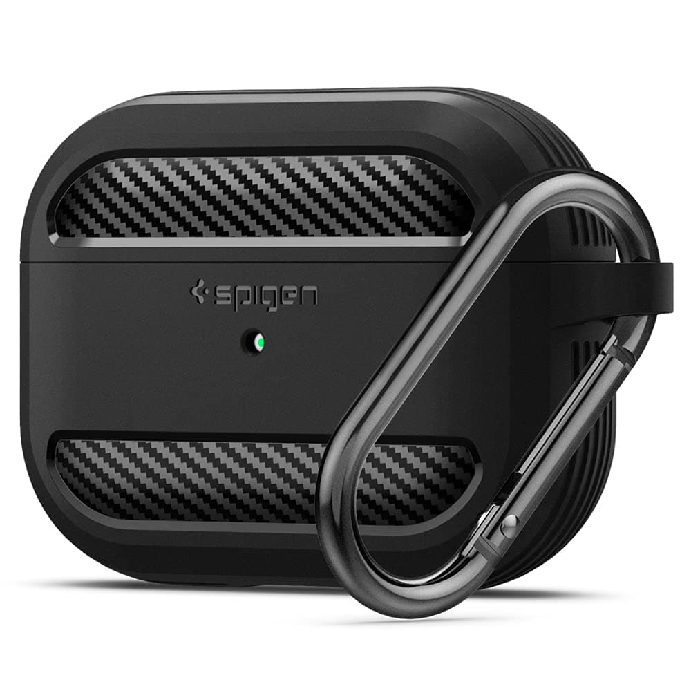 Rugged Armor Designed for AirPods Pro Case (2019) Drop Protection Cover with Carabiner - Matte Black