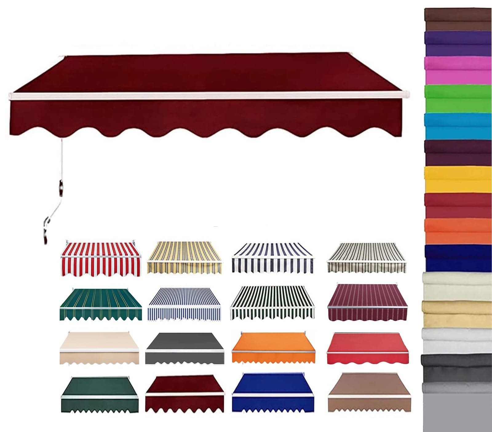 Retractable Patio Awning Replacement Fabric (Without Frame) Waterproof Shade Sun Shade Awning Cover Outdoor Patio Canopy Sunsetter Deck Awnings Polyester(F,(18x12ft) 5.5x3.65m)