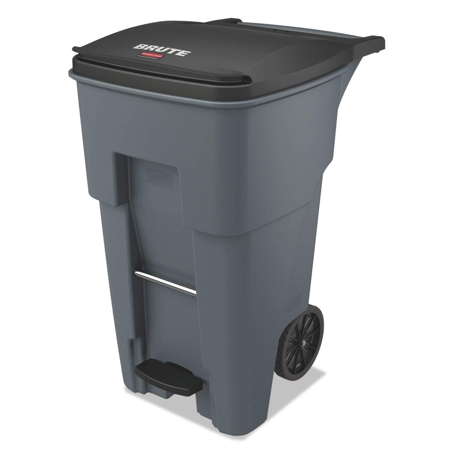 Brute Step-On Rollout Trash/Garbage Can/Bin with Wheels, 65 GAL, for Restaurants/Hospitals/Offices/Back of House/Warehouses/Home, Gray