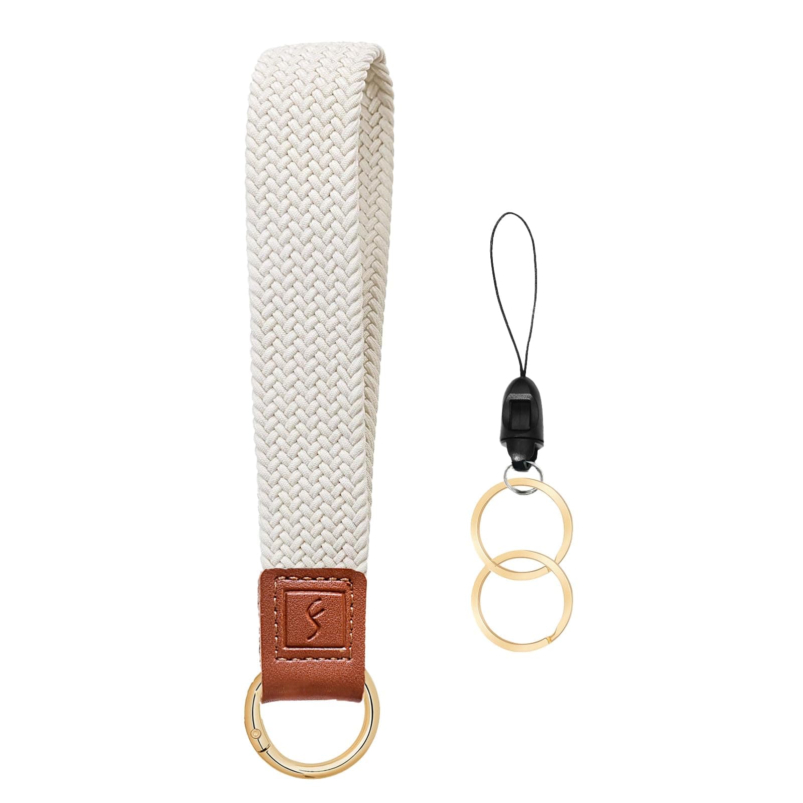 Fishent Stretchy Key Chain, Cute Keychain Wristlet, Woven Wrist Lanyard for Keys, Key Chains for Women Men Car Keys ID Badges Card Wallet Phone, Starlight